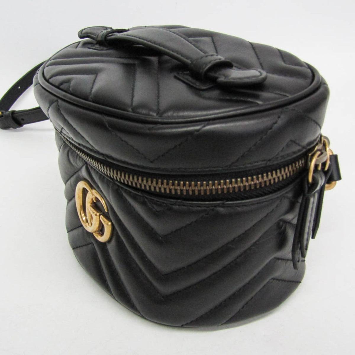 Gucci Gg Marmont Vanity Matelasse Leather Black Leather Backpack Bag (Pre-Owned)