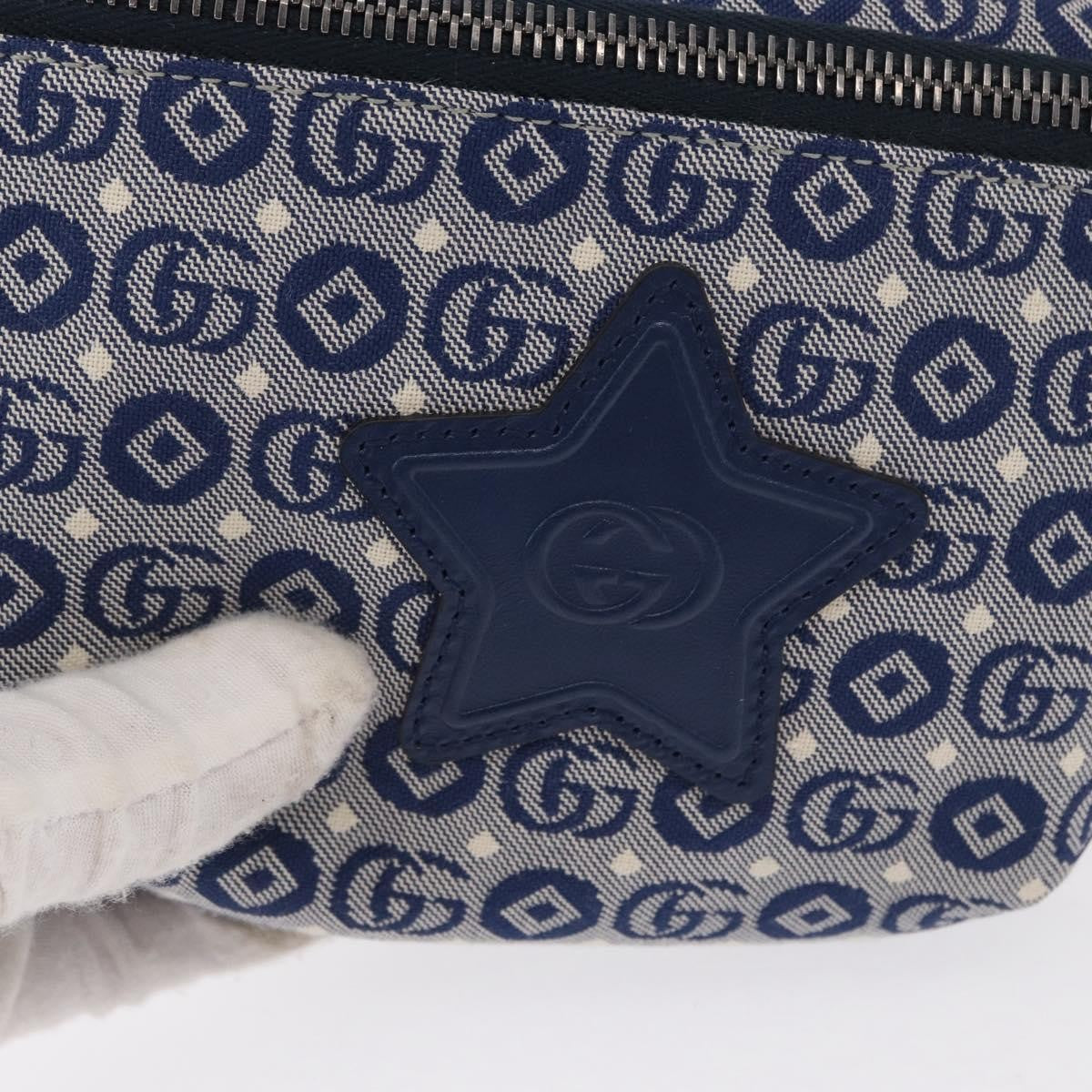 Gucci Children's Belt Printed Gg Coated Canvas Navy Canvas Handbag (Pre-Owned)