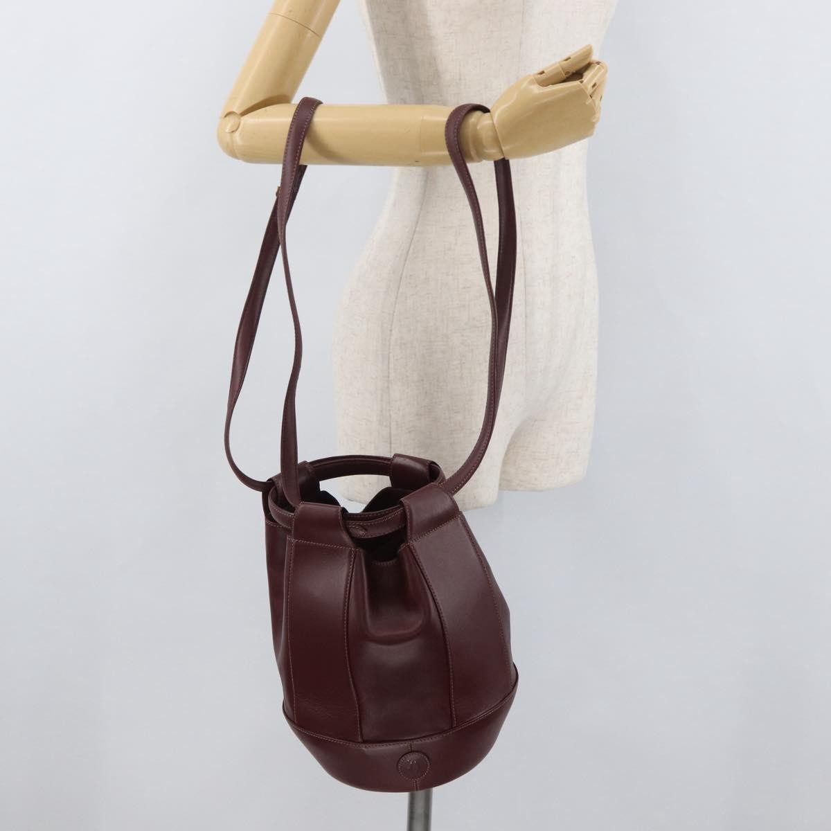 Cartier Must De Cartier Leather Burgundy Leather Shoulder Bag Bag (Pre-Owned)