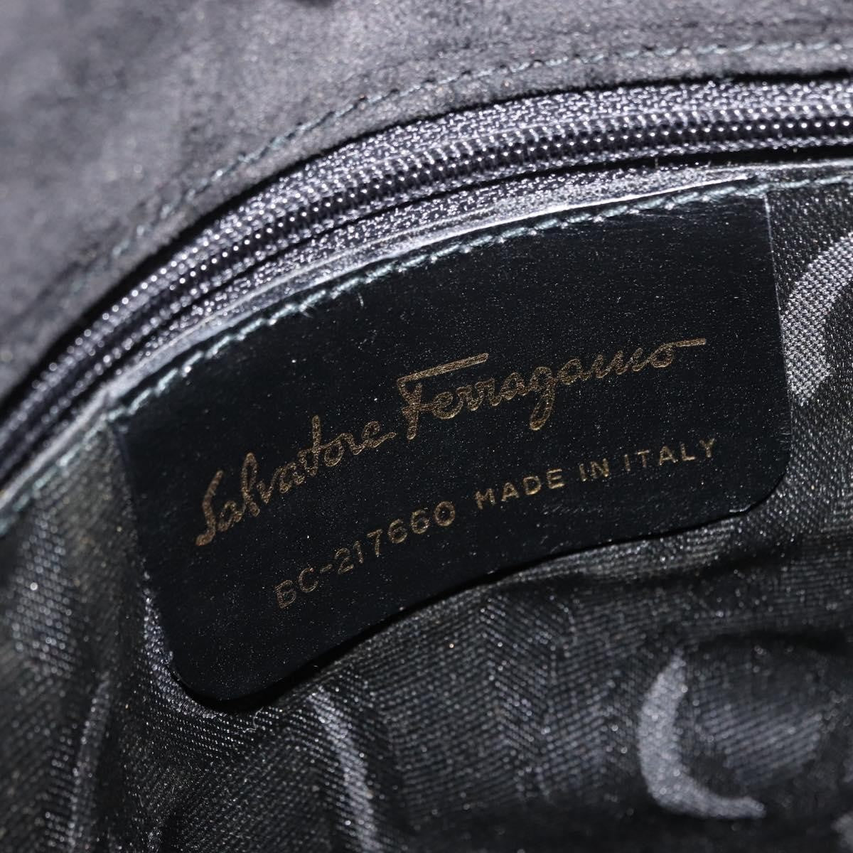 Salvatore Ferragamo Gancini Suede Black Suede Shoulder Bag Bag (Pre-Owned)
