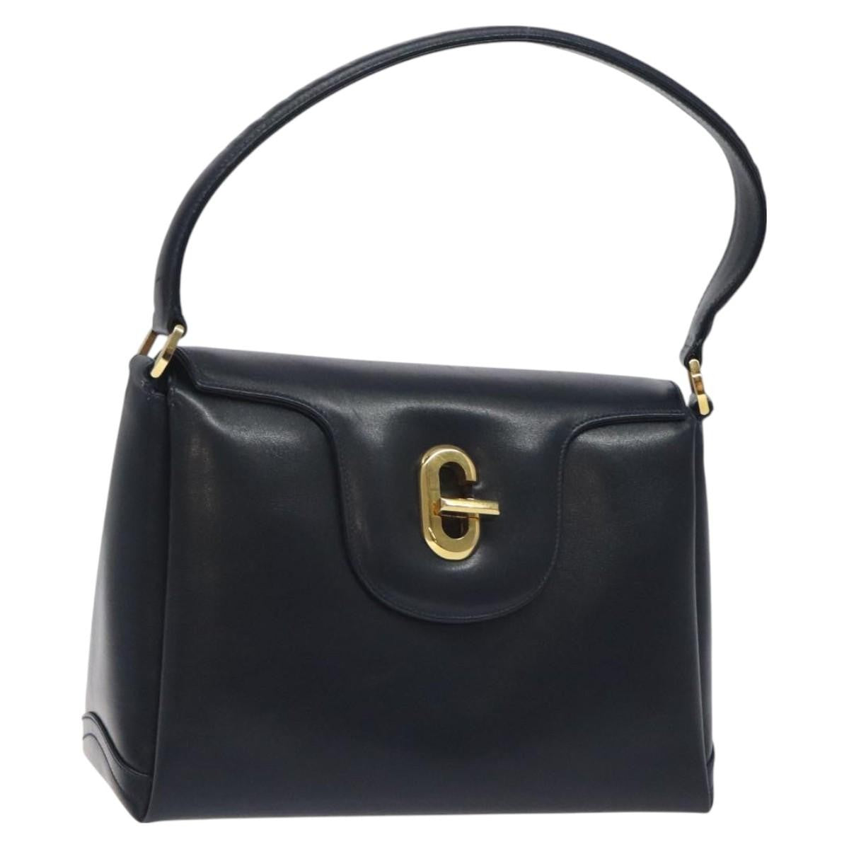 Gucci Vintage Leather Navy Leather Handbag (Pre-Owned)