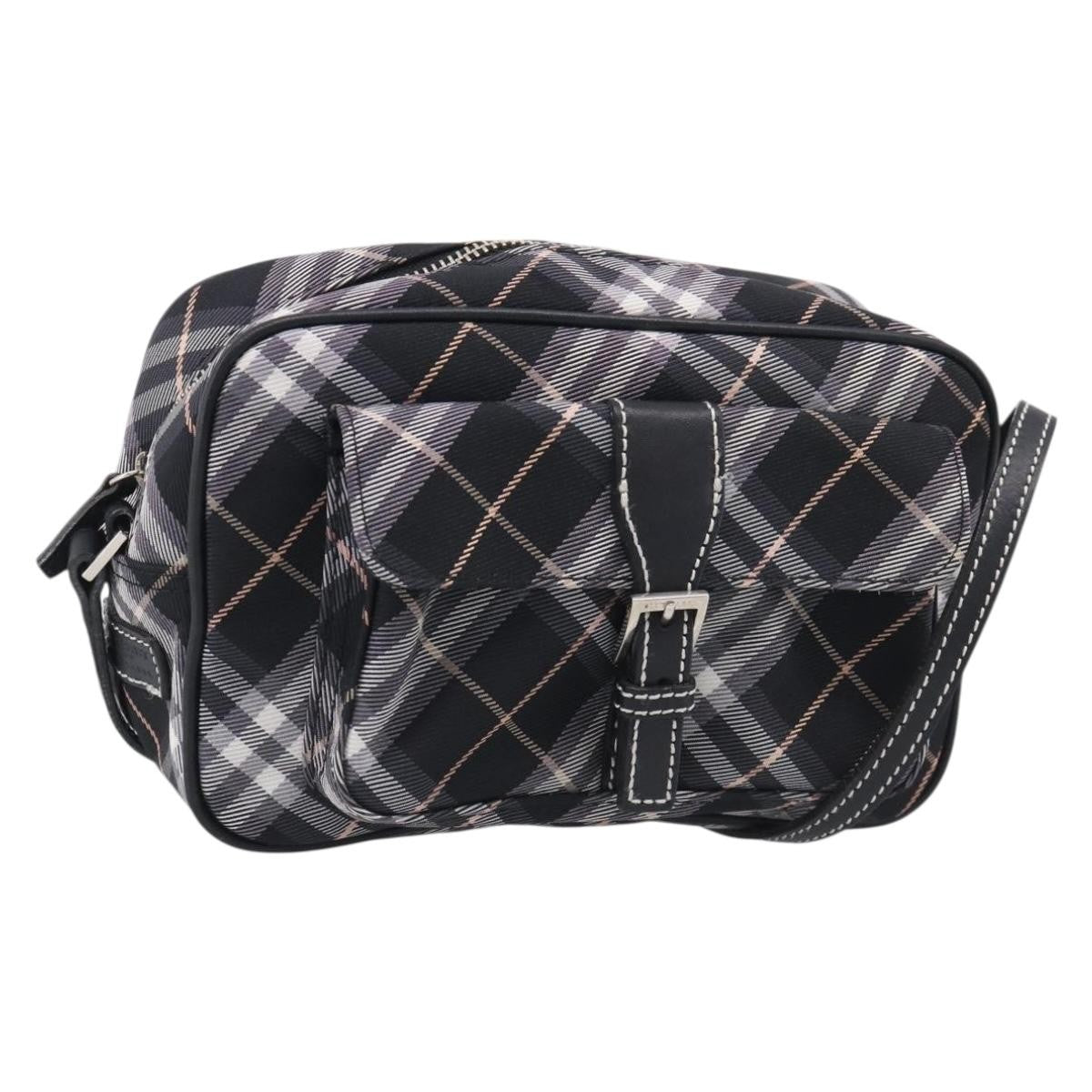 Burberry Nova Check Blue Label Nylon Black Nylon Shoulder Bag Bag (Pre-Owned)