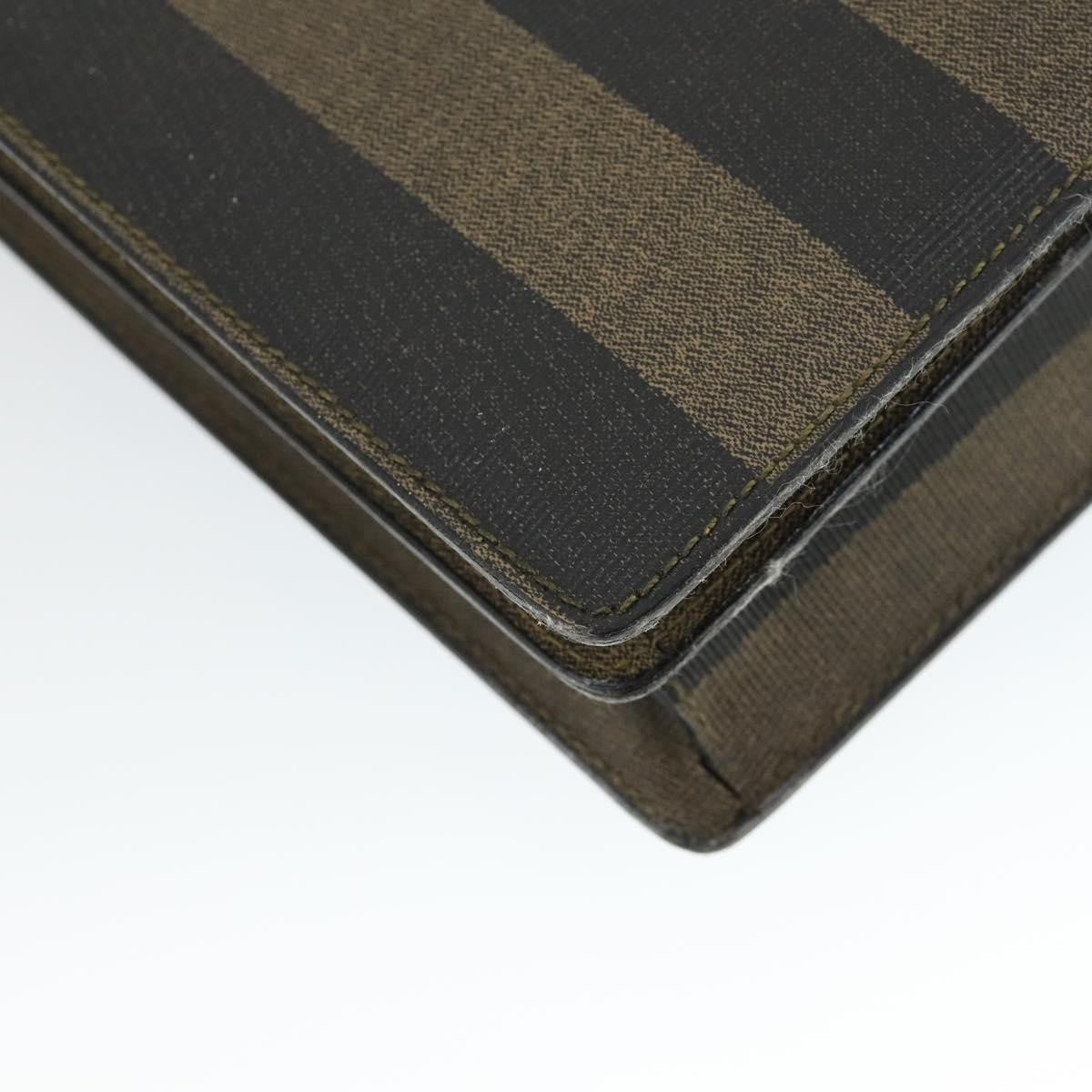 Fendi Vintage Pequin Coated Canvas Brown Canvas Briefcase Bag (Pre-Owned)