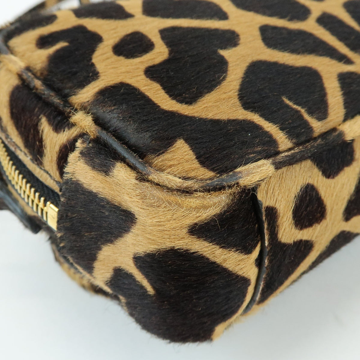 Prada Camera Printed Calf Hair Brown Pony_Style_Calfskin Handbag (Pre-Owned)