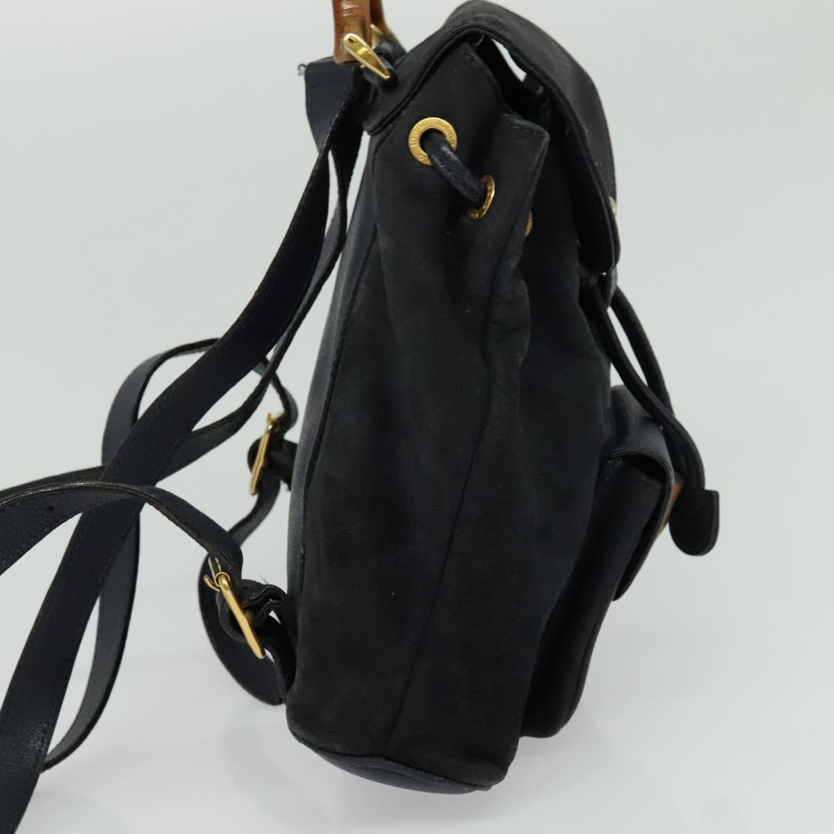 Gucci Gucci Bamboo Daim Navy Suede Backpack Bag (Pre-Owned)