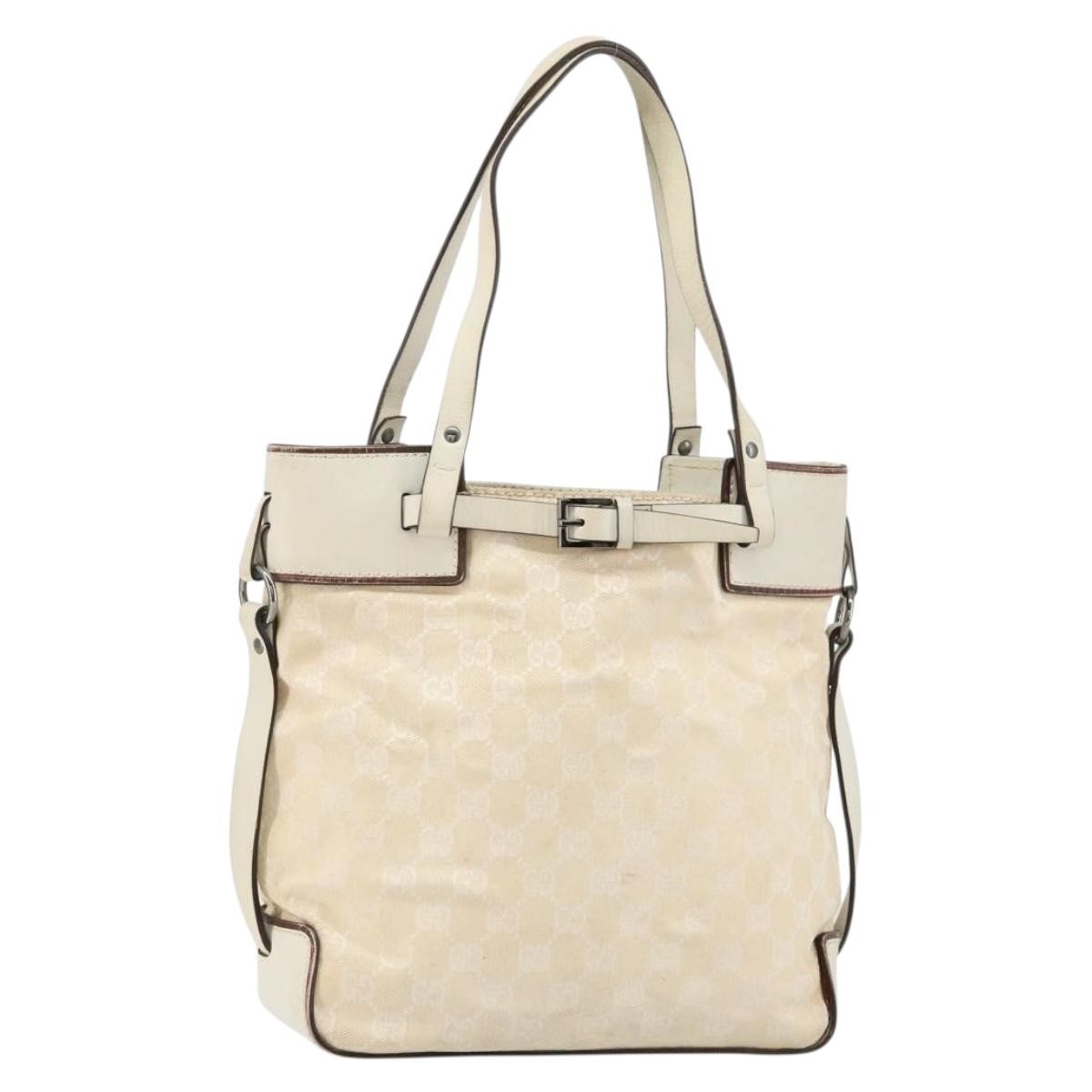 Gucci Belted Bucket Gg Canvas With Leather Beige Canvas Tote Bag Bag (Pre-Owned)
