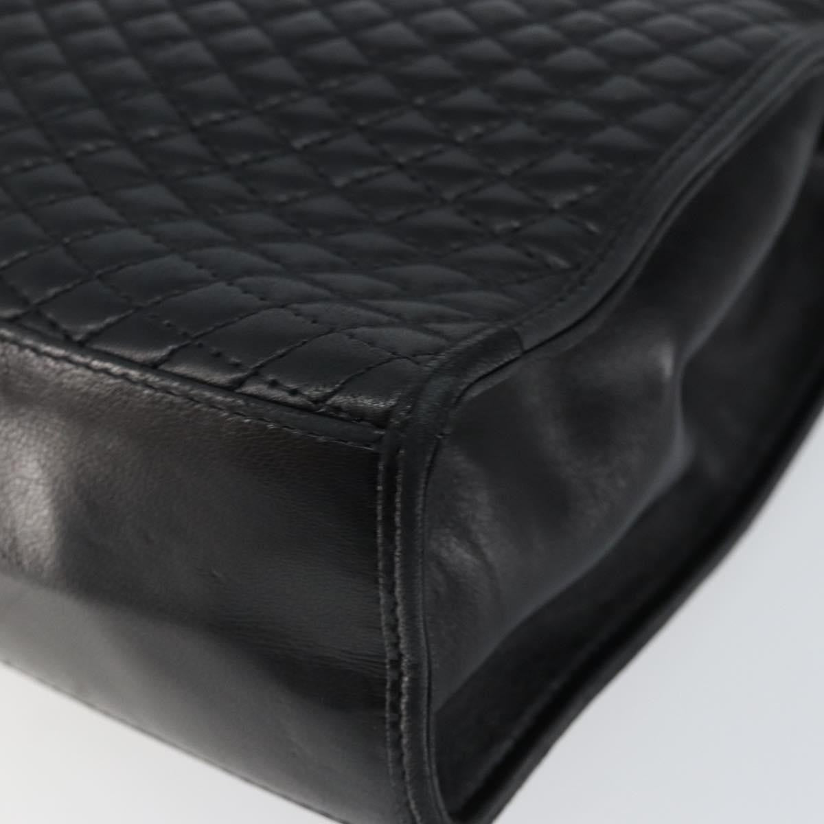 Bally Vintage Flap Quilted Leather Black Leather Handbag (Pre-Owned)