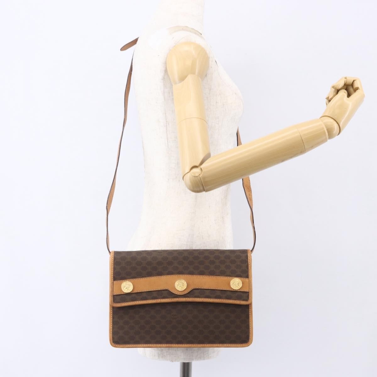 Celine Vintage Macadam Canvas And Leather Brown Canvas Shoulder Bag Bag (Pre-Owned)