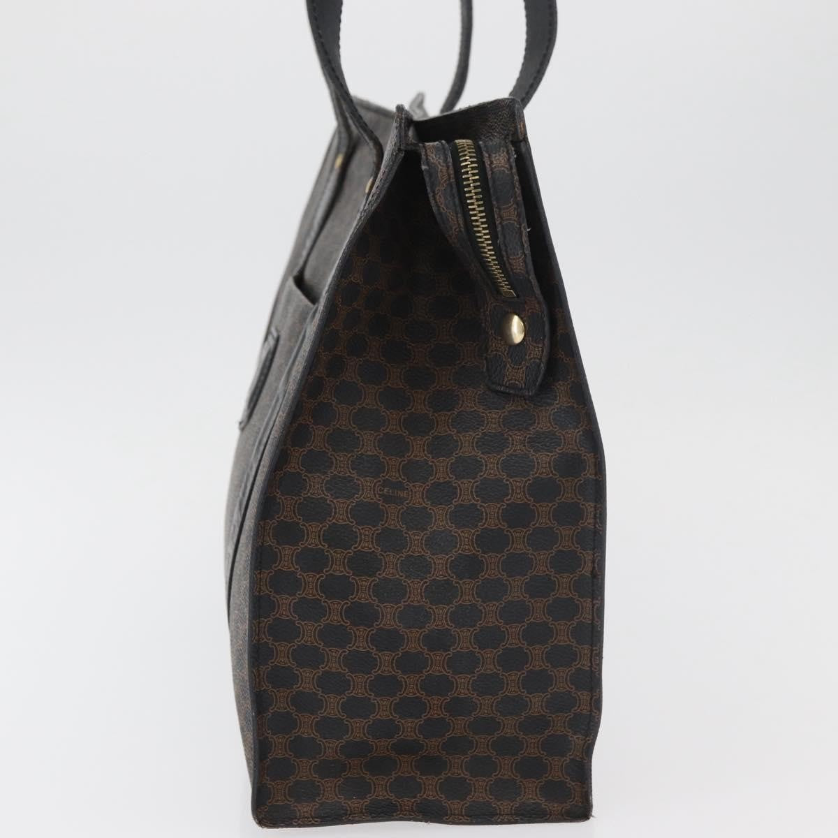 Celine Vintage Macadam Shopper Tote Coated Canvas Black Canvas Tote Bag Bag (Pre-Owned)