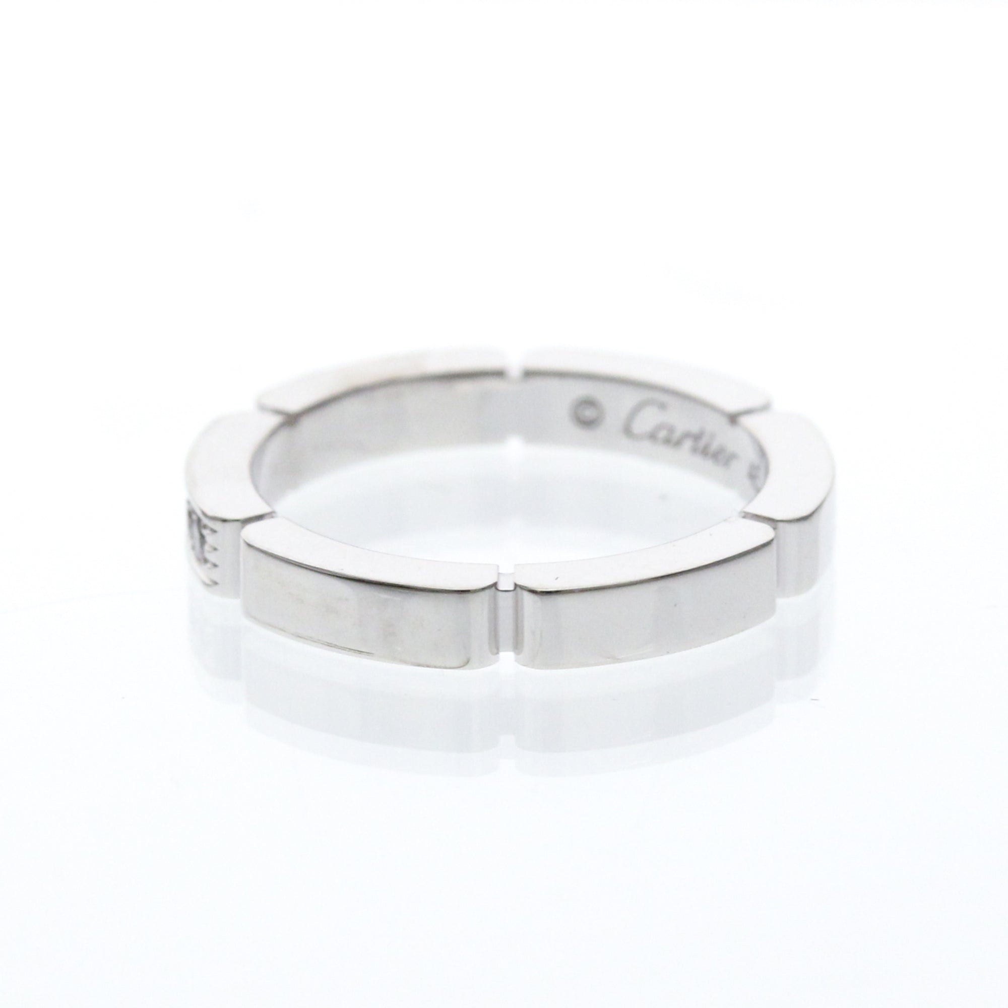 Cartier Maillon Panthere Band 18K White Gold With 4 Diamonds Silver White_Gold Ring Jewelry (Pre-Owned)