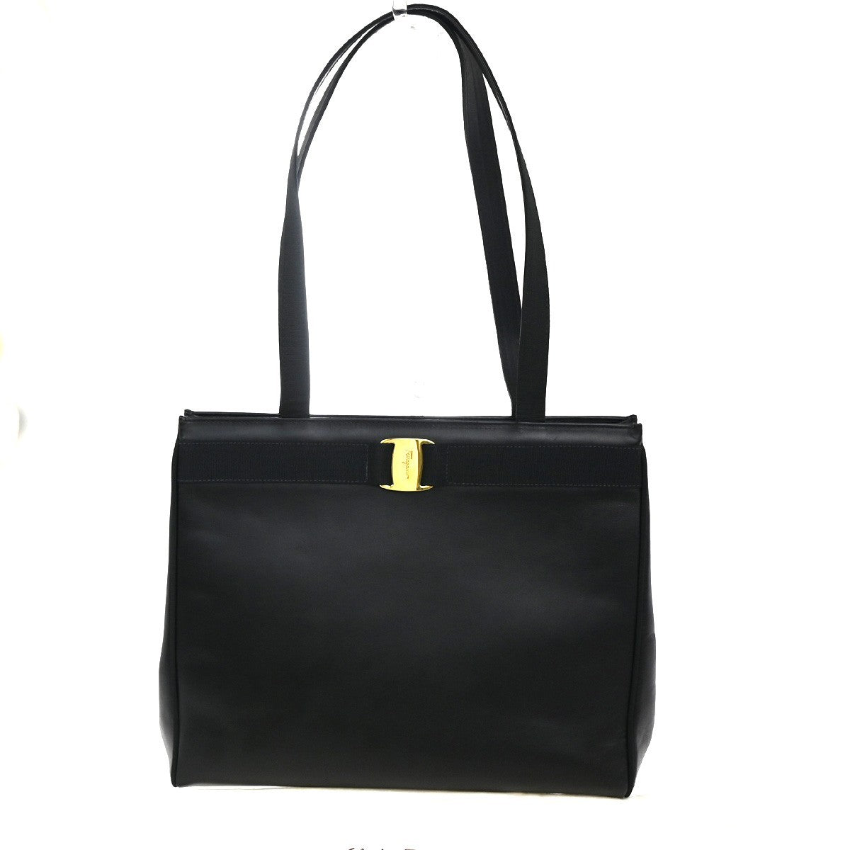 Salvatore Ferragamo Vala Tote Leather Black Leather Tote Bag Bag (Pre-Owned)