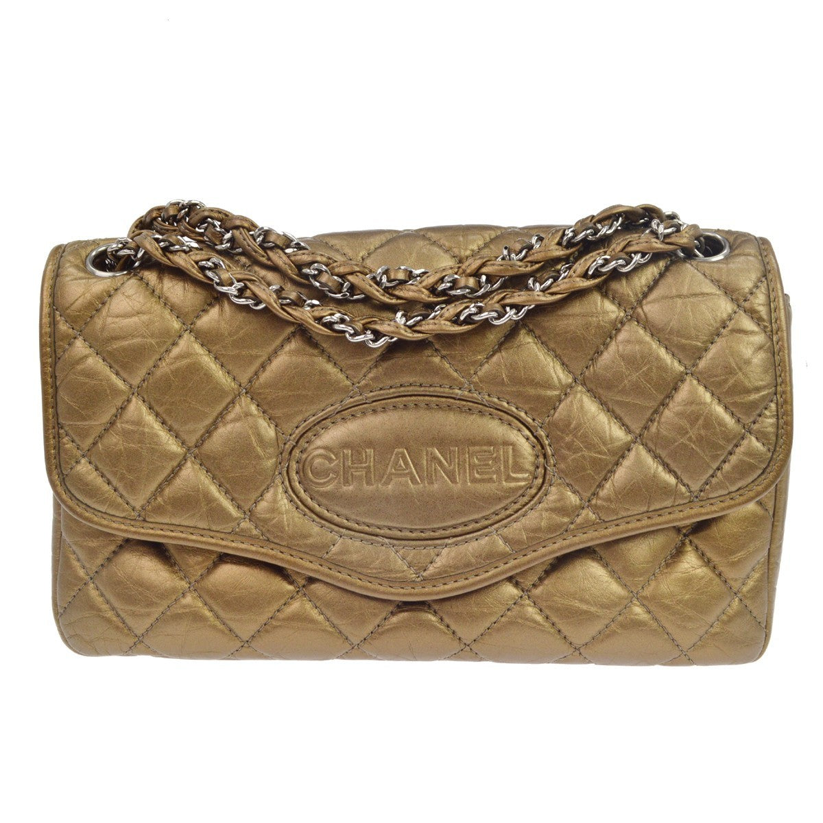 Chanel Shoulder Quilted Leather Metallic Leather Shoulder Bag Bag (Pre-Owned)
