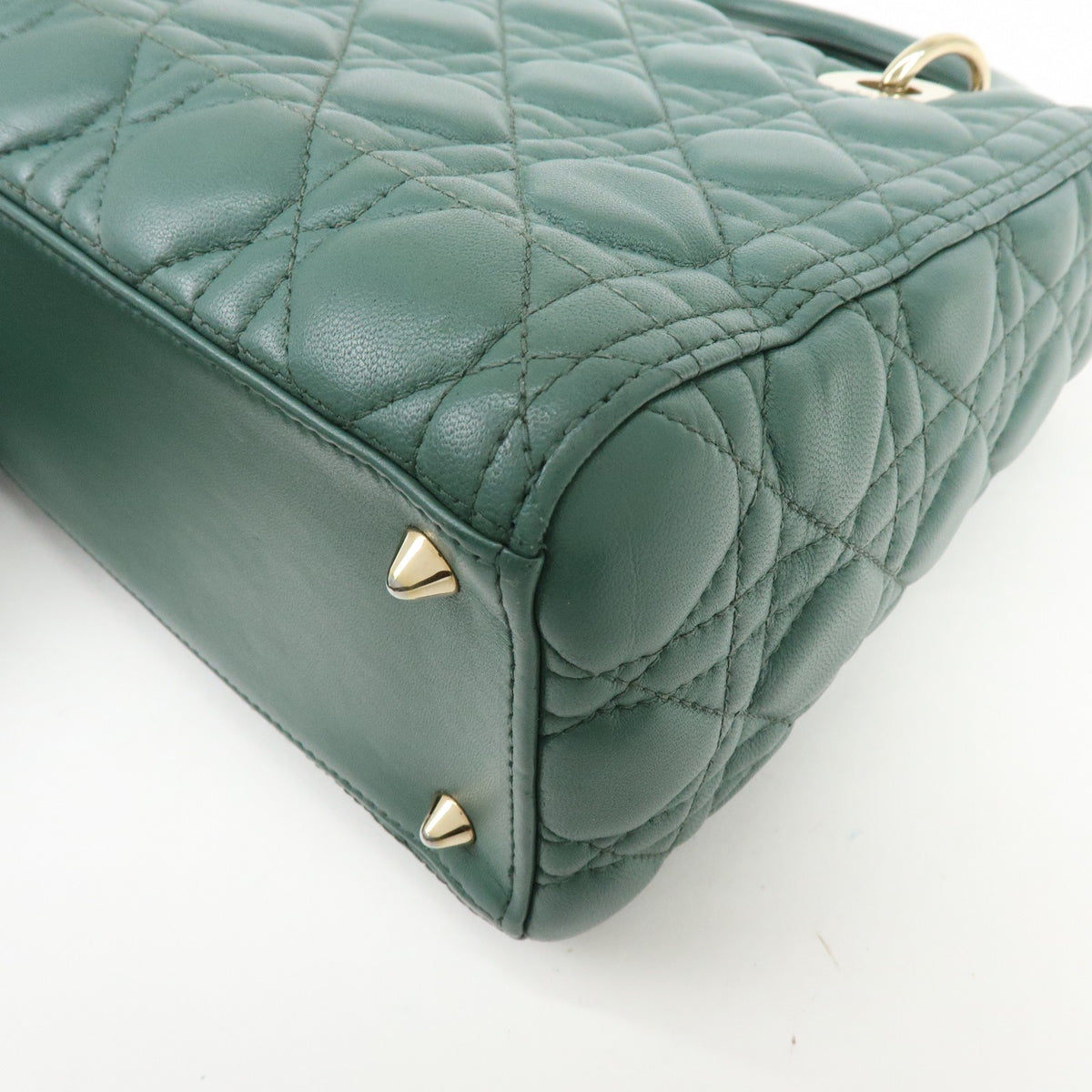 Christian Dior Lady Dior Green Leather Handbag (Pre-Owned)