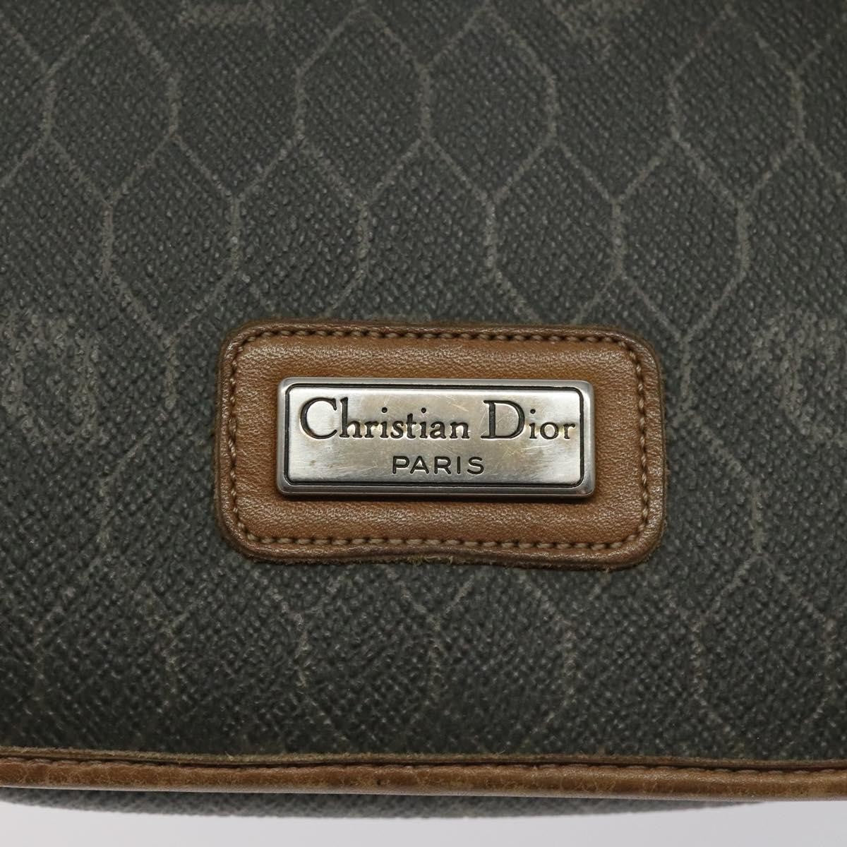 Christian Dior Vintage Honeycomb Flap Coated Canvas Khaki Canvas Shoulder Bag Bag (Pre-Owned)