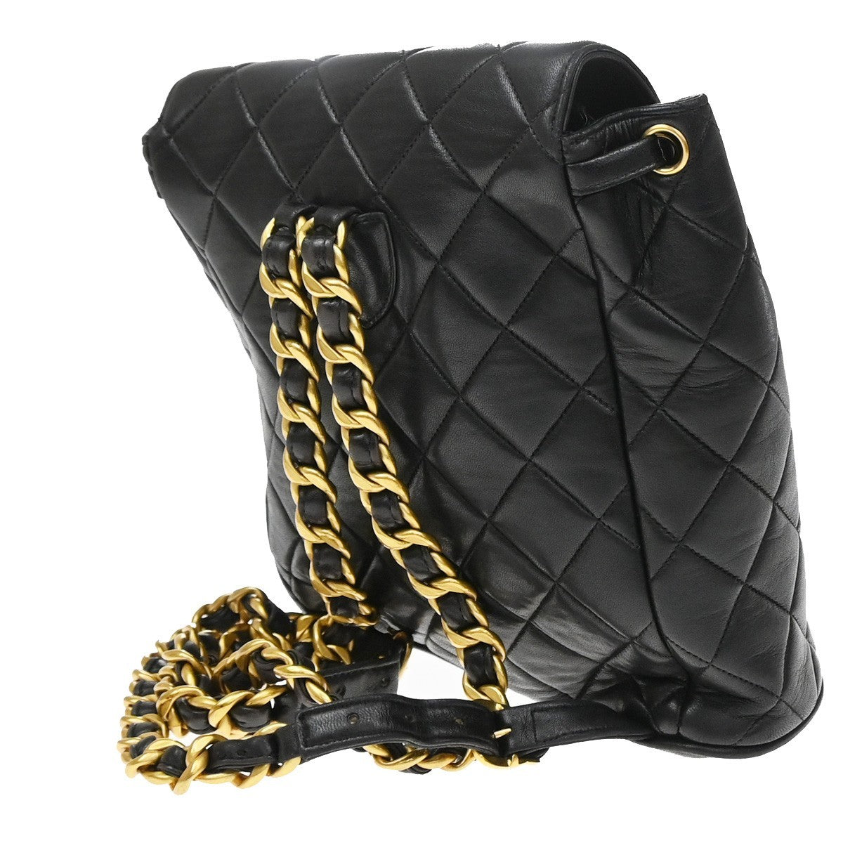 Chanel Vintage Cc Pocket Quilted Lambskin Black Leather Backpack Bag (Pre-Owned)