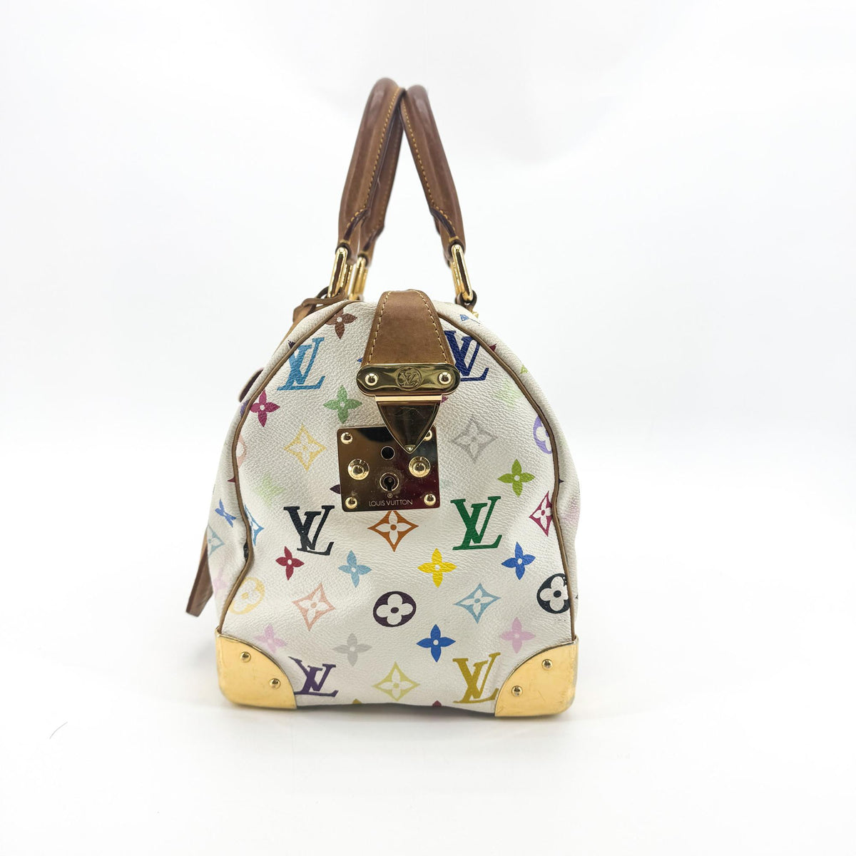 Louis Vuitton Speedy Monogram Multicolor White Canvas Handbag (Pre-Owned)