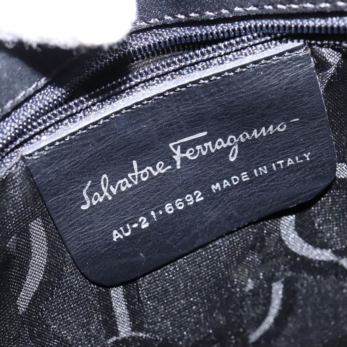 Salvatore Ferragamo Vala Canvas Black Canvas Shoulder Bag Bag (Pre-Owned)
