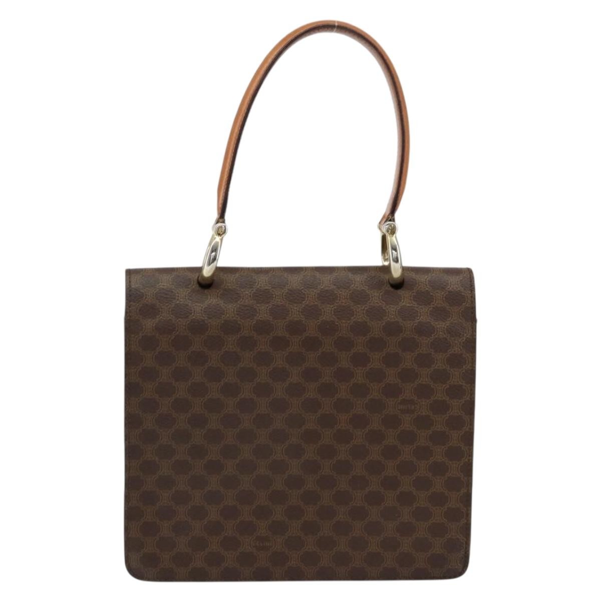 Celine Vintage Top Handle Macadam Canvas Brown Canvas Handbag (Pre-Owned)