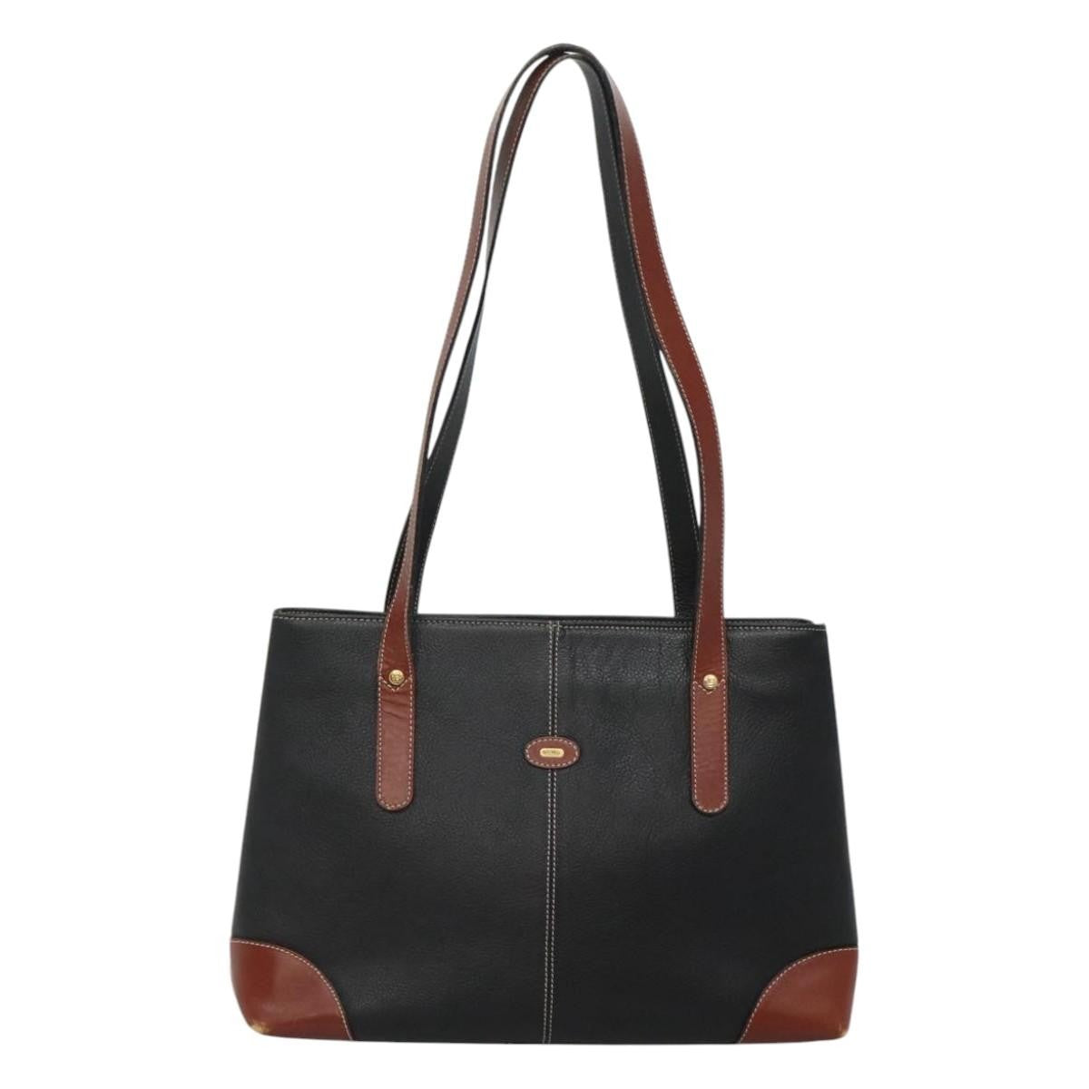 Bally Vintage Leather Black Leather Handbag (Pre-Owned)