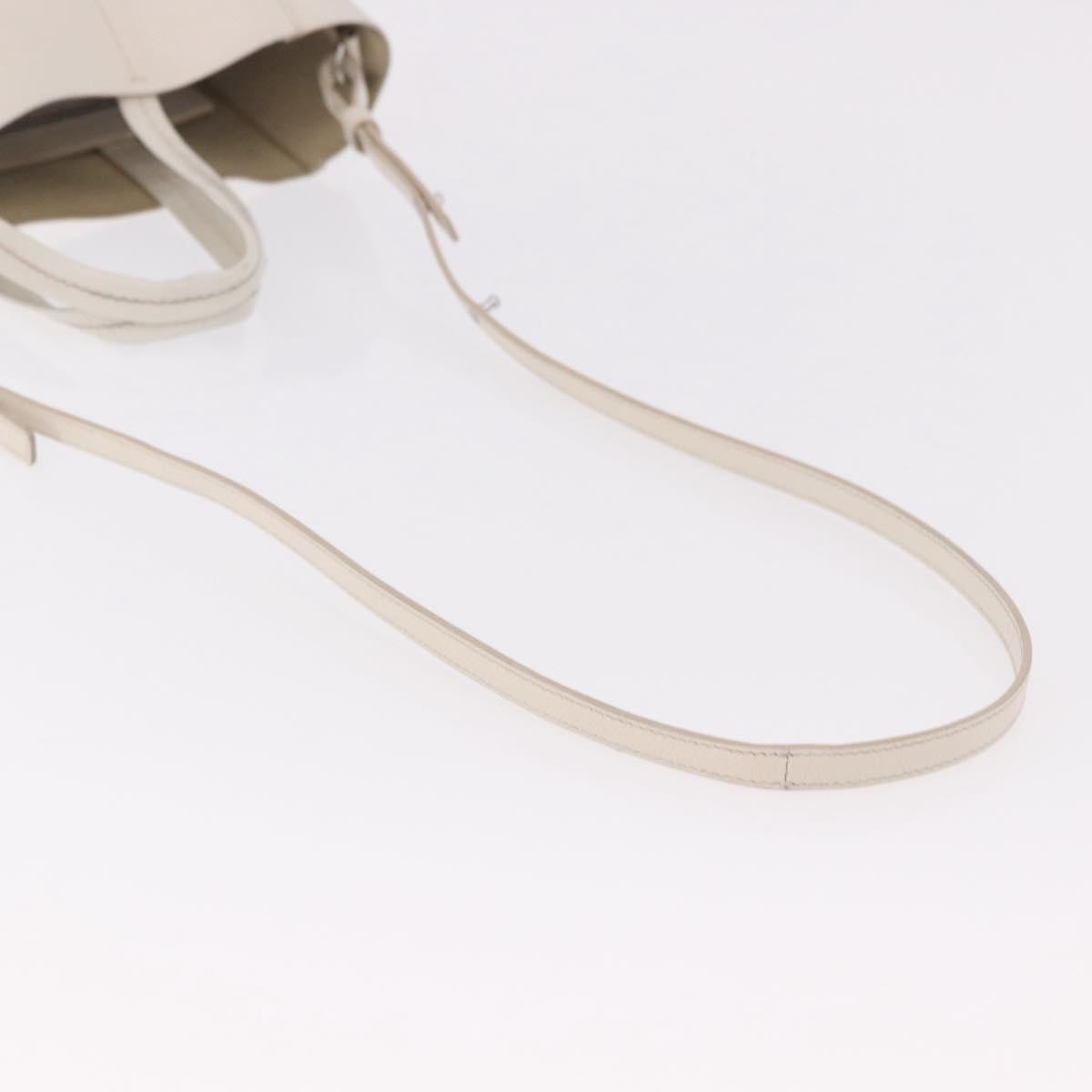 Celine Vertical Bi-Cabas Tote Leather White Leather Tote Bag Bag (Pre-Owned)