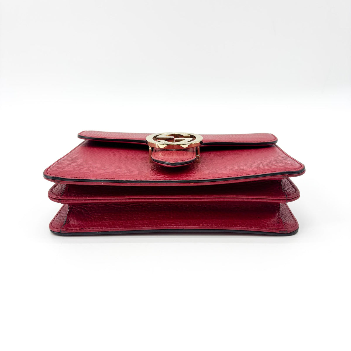 Gucci Interlocking Leather Red Leather Shoulder Bag Bag (Pre-Owned)