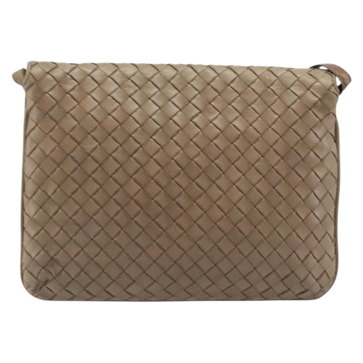 Bottega Veneta Tassel Flap Intrecciato Nappa Beige Leather Crossbody Bag Bag (Pre-Owned)