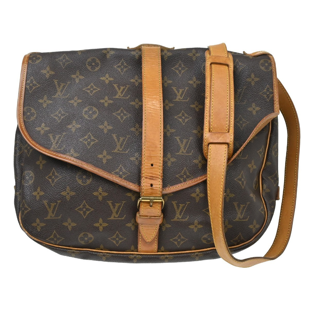 Louis Vuitton Saumur Monogram Canvas Brown Canvas Shoulder Bag Bag (Pre-Owned)