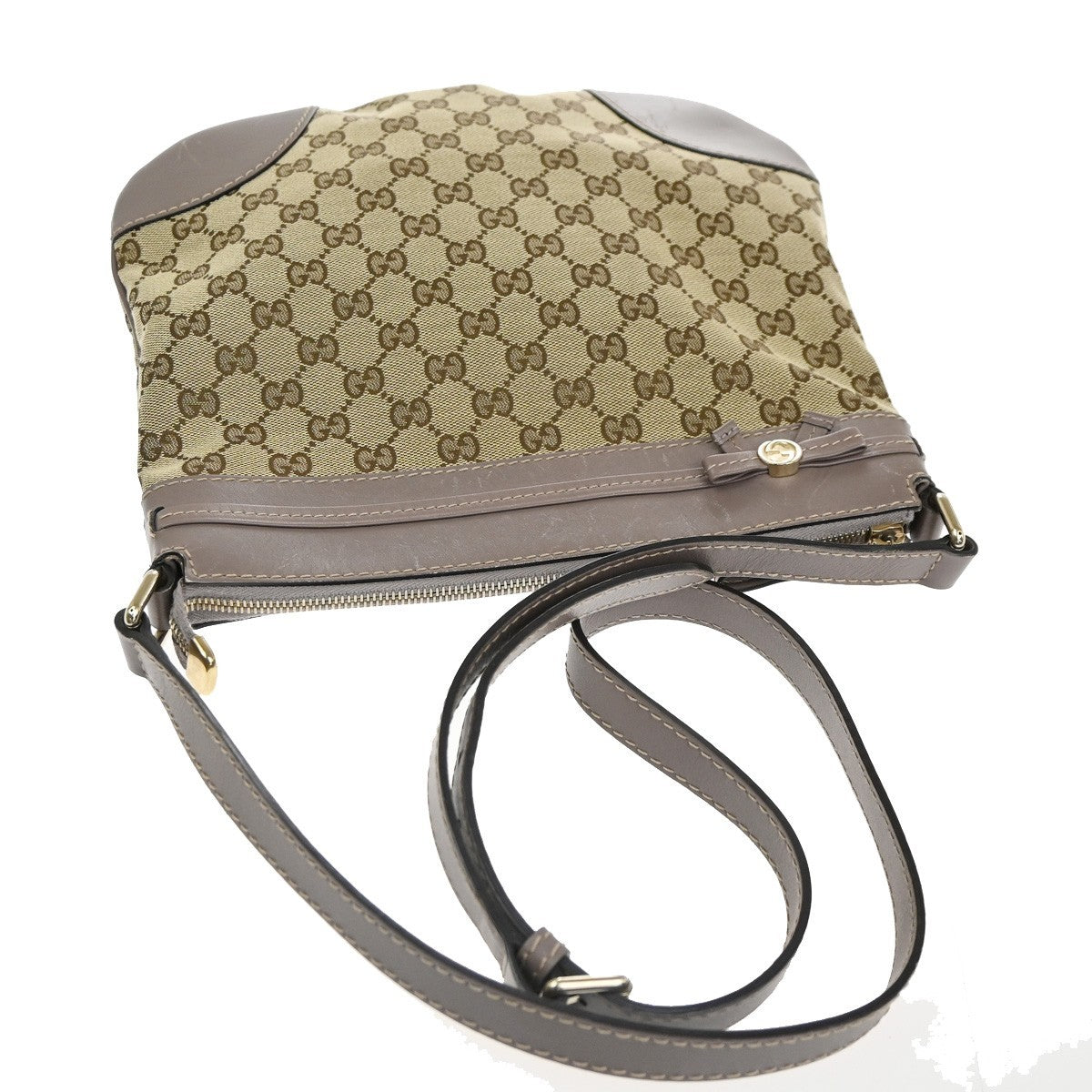 Gucci Mayfair Messenger Gg Canvas And Leather Beige Canvas Shoulder Bag Bag (Pre-Owned)