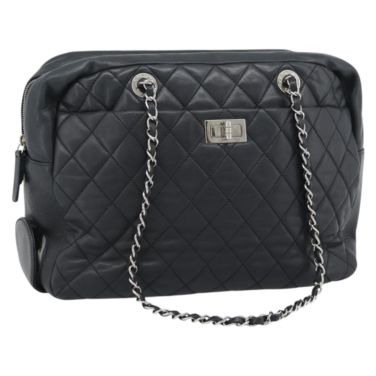 Chanel Mademoiselle Chain Quilted Lambskin Black Leather Shoulder Bag Bag (Pre-Owned)