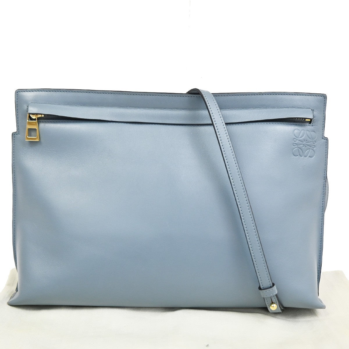 Loewe T Messenger Leather Blue Leather Shoulder Bag Bag (Pre-Owned)