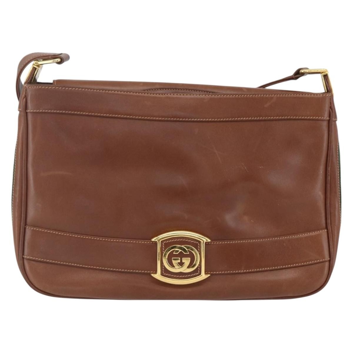 Gucci Sherry Line Shoulder Leather Brown Leather Shoulder Bag Bag (Pre-Owned)