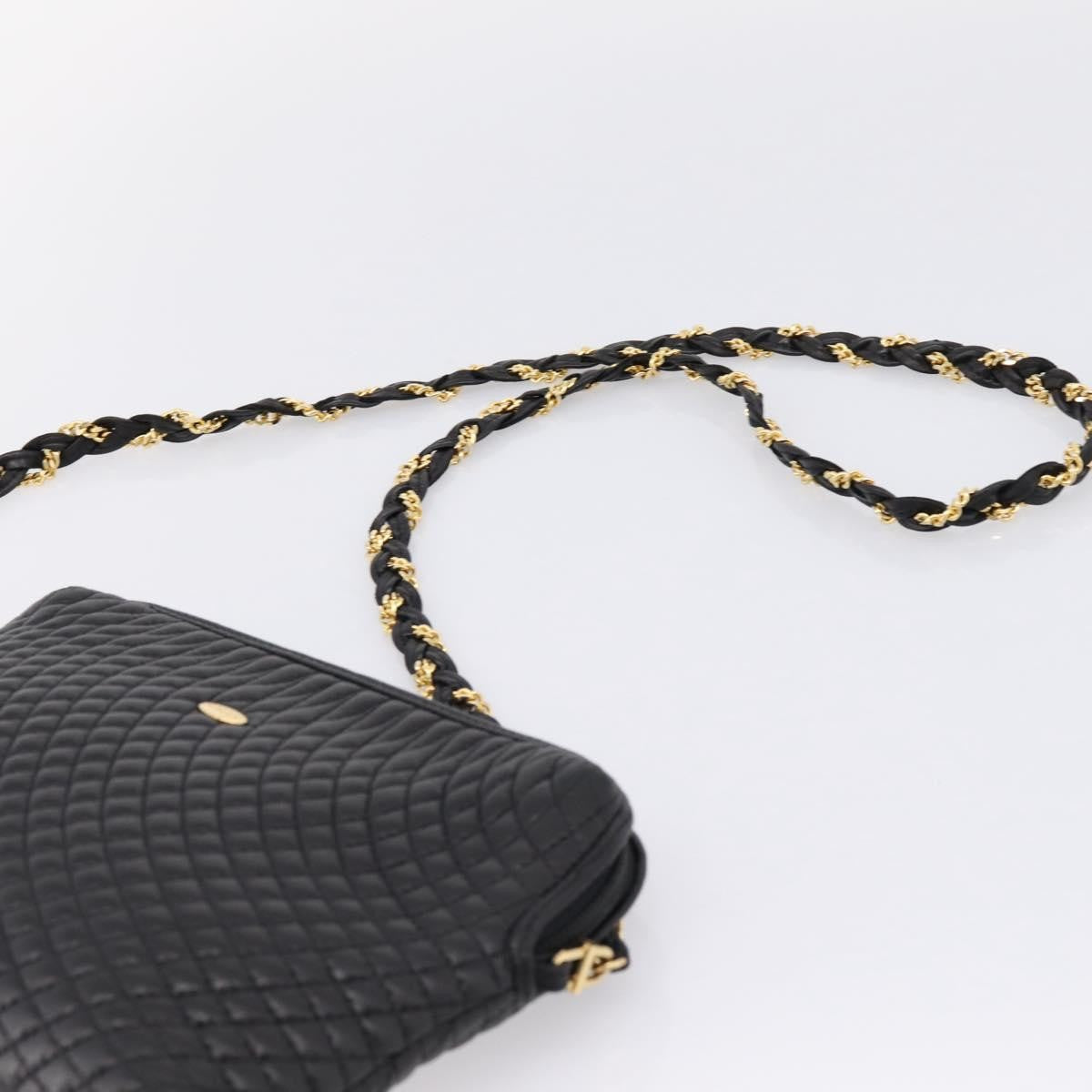 Bally Vintage Chain Quilted Leather Black Leather Shoulder Bag Bag (Pre-Owned)