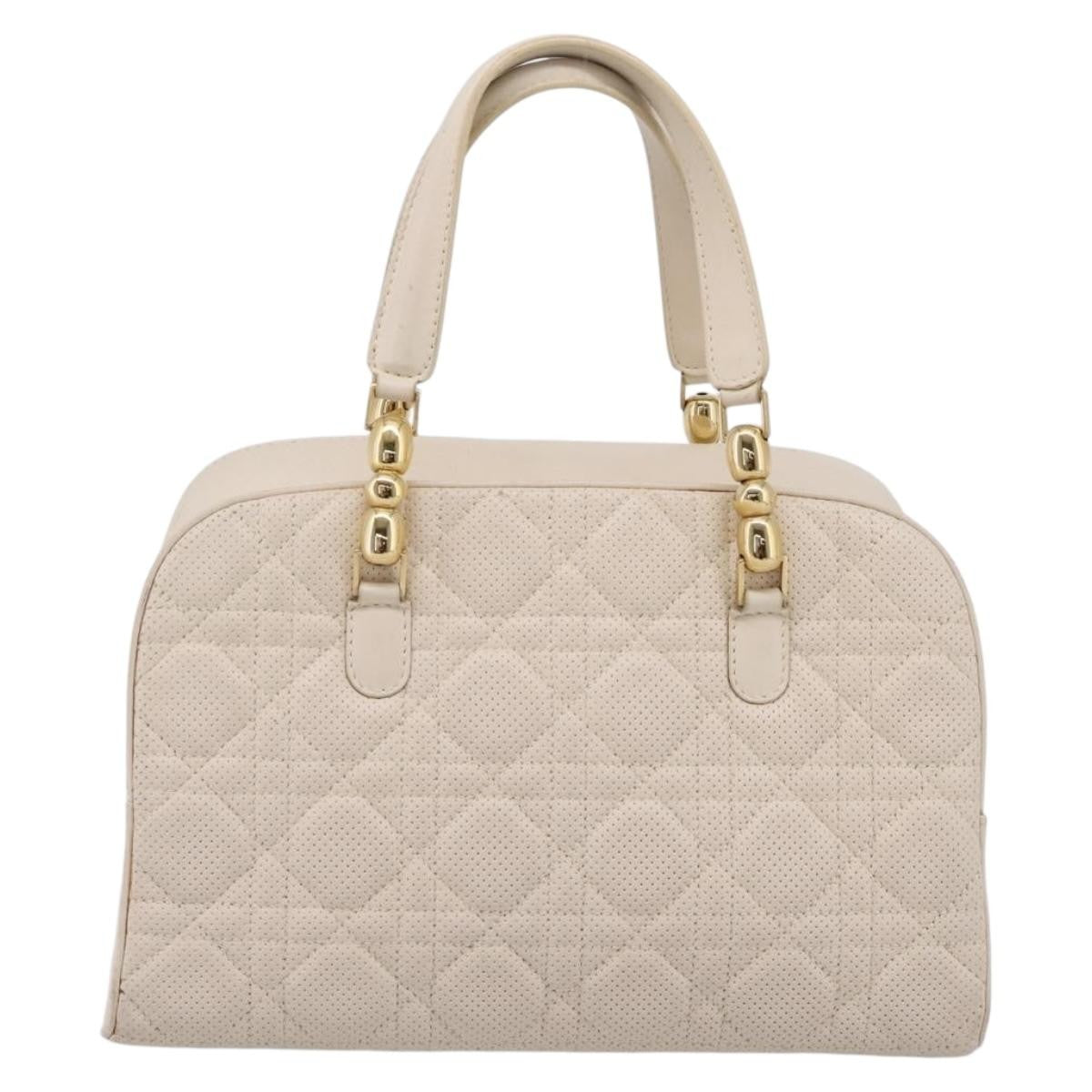 Christian Dior Vintage Leather White Leather Tote Bag Bag (Pre-Owned)