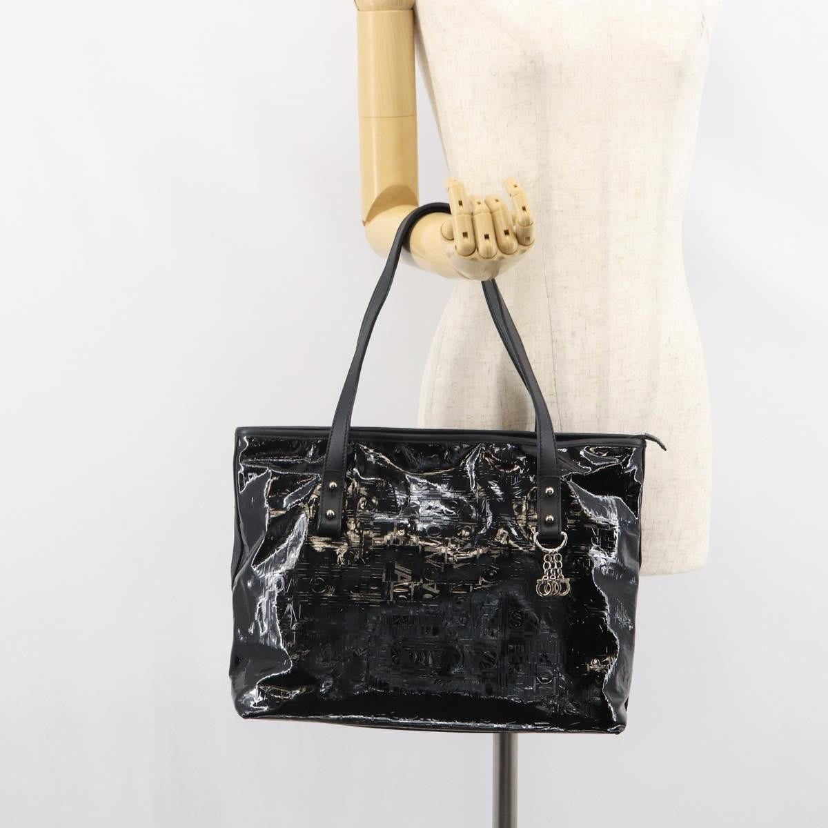 Salvatore Ferragamo Gancini Tote Patent Leather Black Patent_Leather Tote Bag Bag (Pre-Owned)