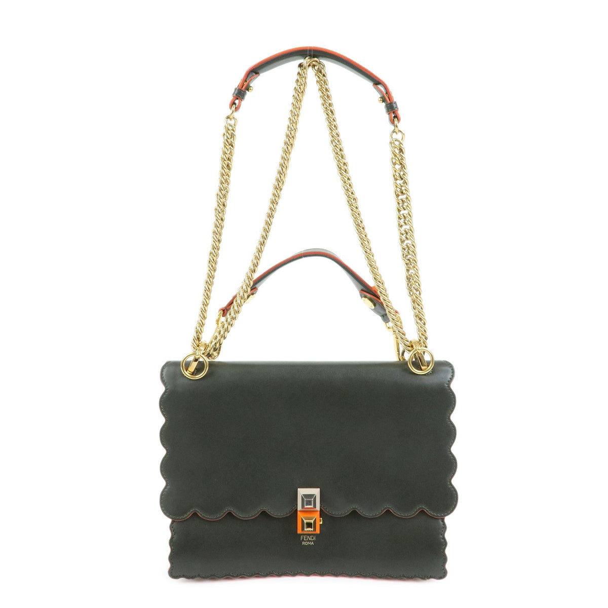 Fendi Kan I Leather Green Leather Shoulder Bag Bag (Pre-Owned)