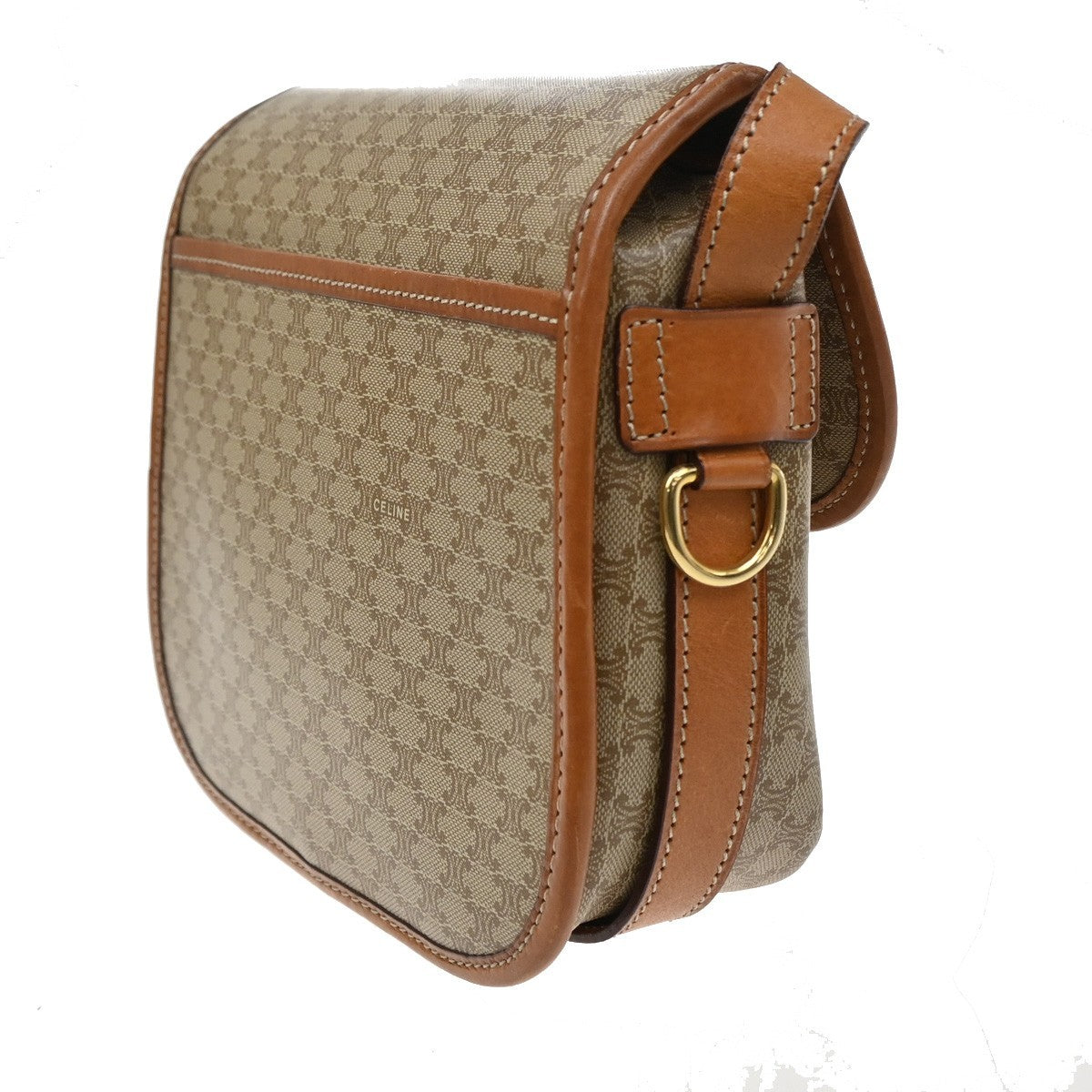 Celine Vintage Macadam Canvas And Leather Beige Canvas Shoulder Bag Bag (Pre-Owned)