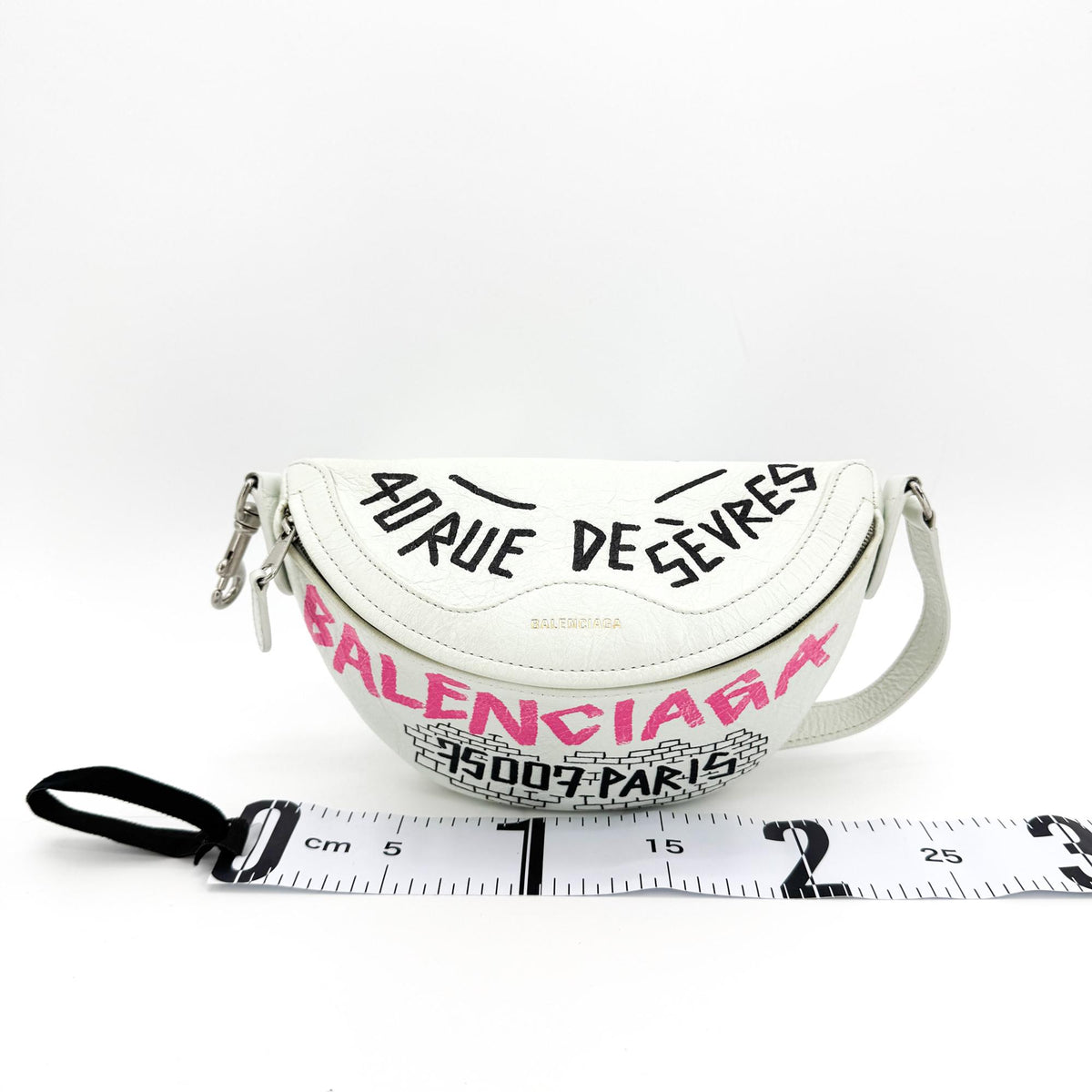 Balenciaga Graffiti Souvenir Belt Leather White Leather Handbag (Pre-Owned)