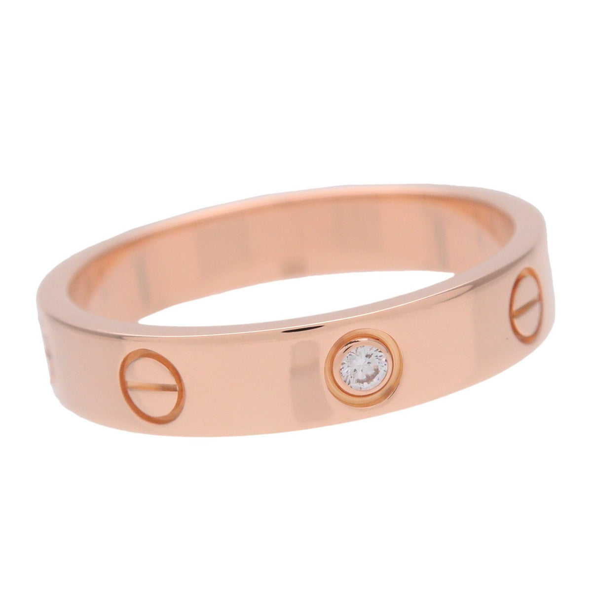Cartier Love Wedding Band 1 Diamond 18K Rose Gold With Diamond Gold Rose_Gold Ring Jewelry (Pre-Owned)