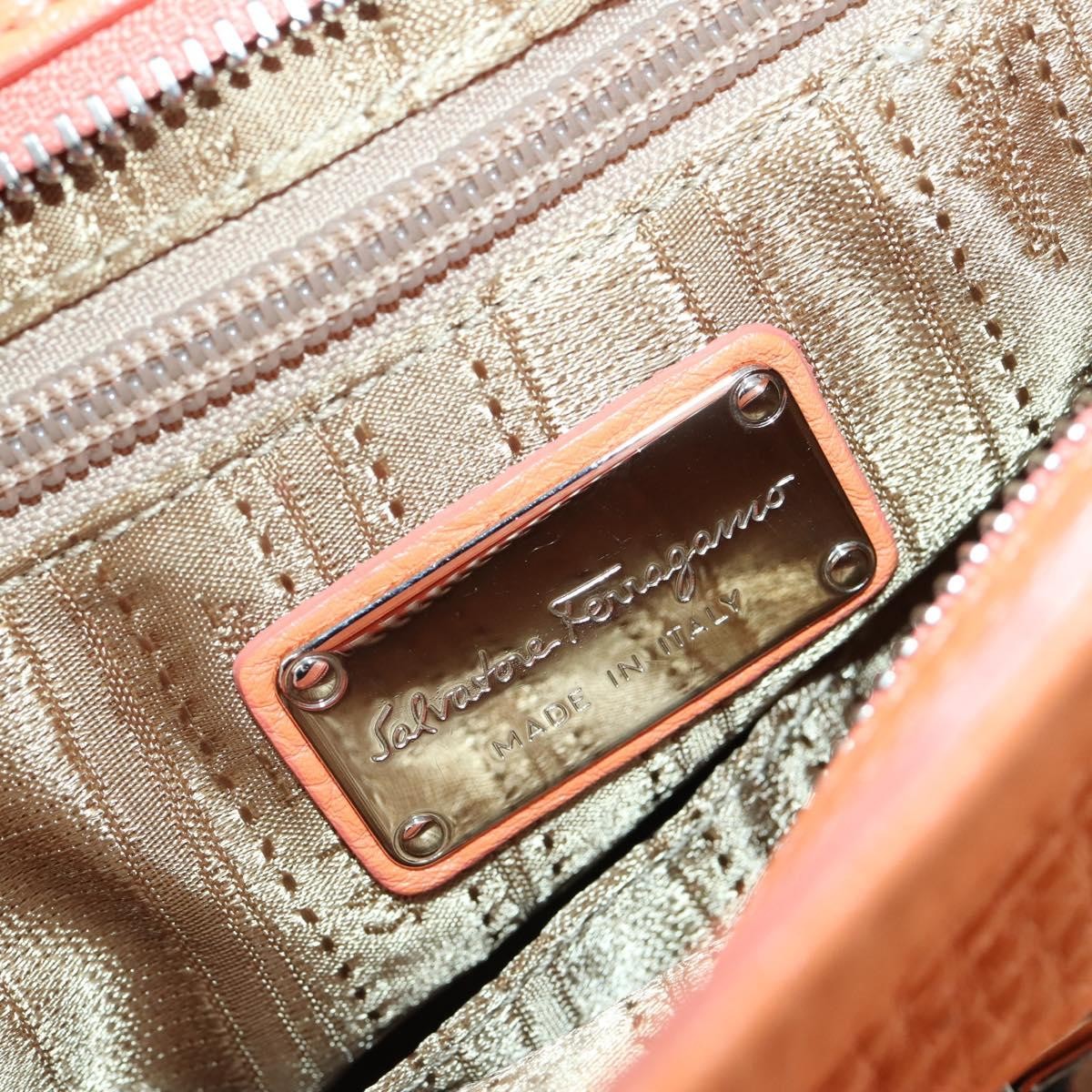 Salvatore Ferragamo Sofia Satchel Grainy Leather Orange Leather Handbag (Pre-Owned)