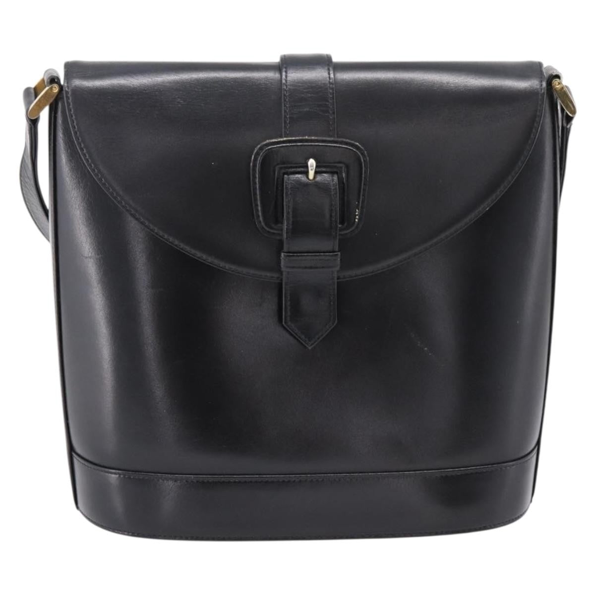 Saint Laurent Vintage Shoulder Bag Leather Black Leather Shoulder Bag Bag (Pre-Owned)