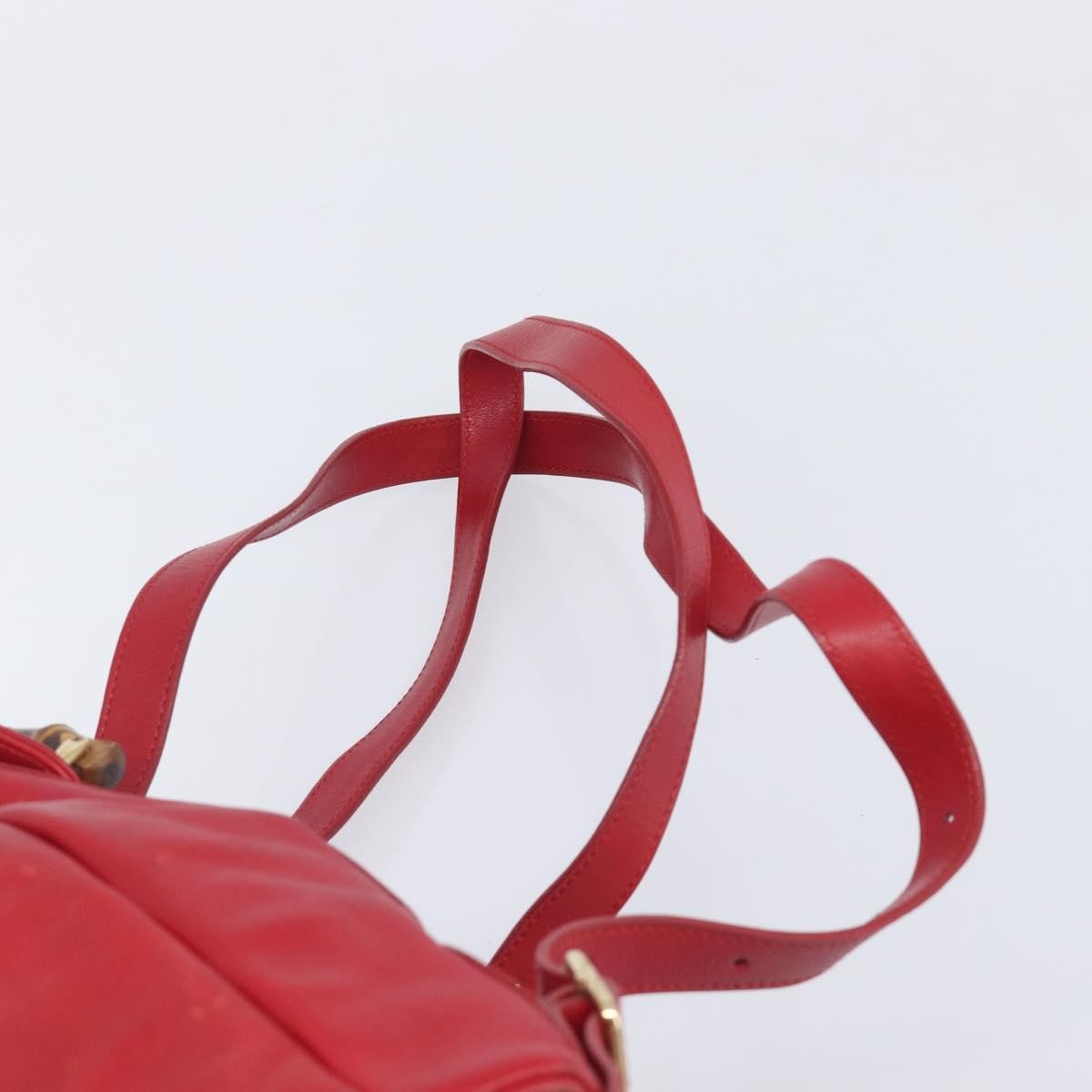 Gucci Vintage Bamboo Leather Red Leather Backpack Bag (Pre-Owned)