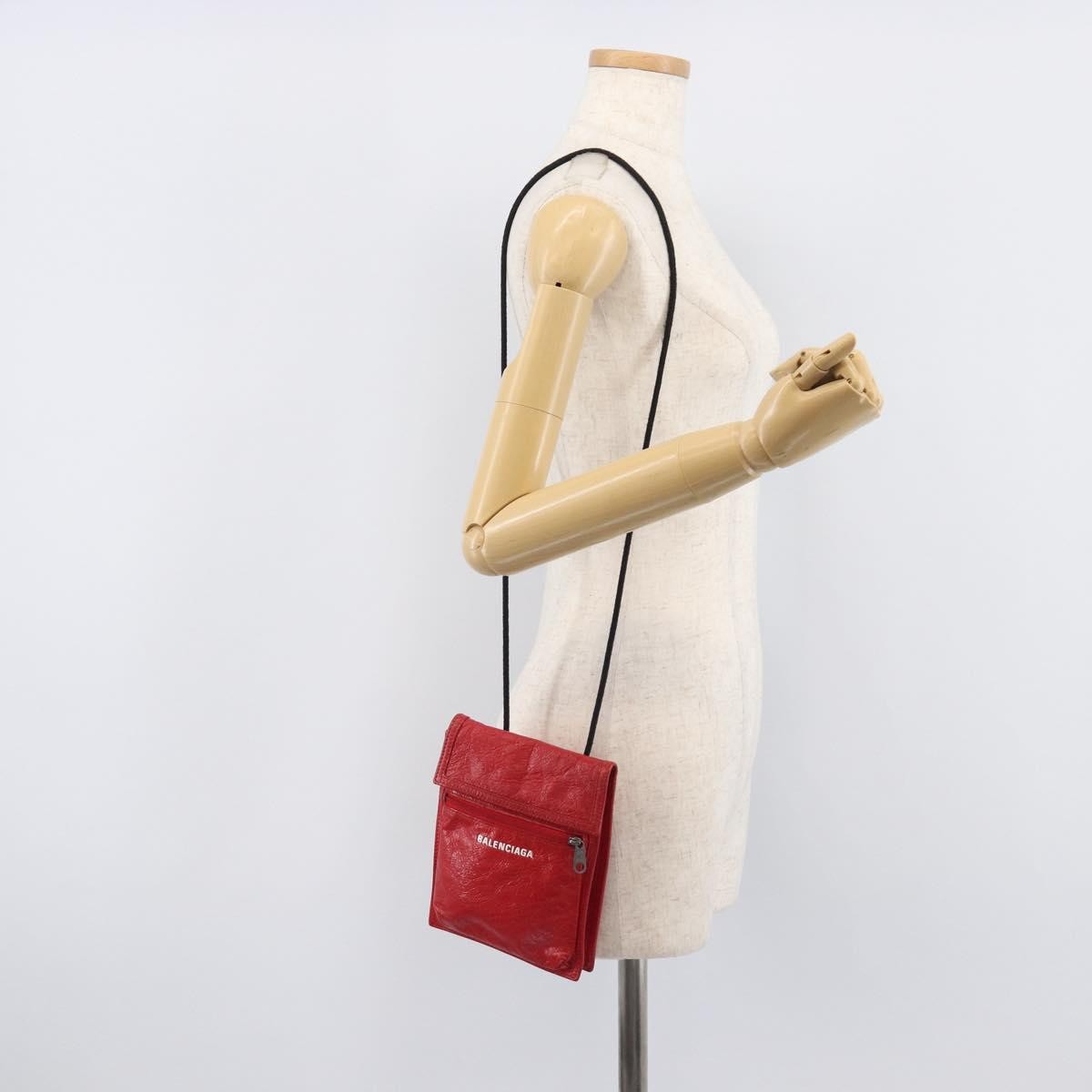 Balenciaga Explorer Leather Red Leather Crossbody Bag Bag (Pre-Owned)