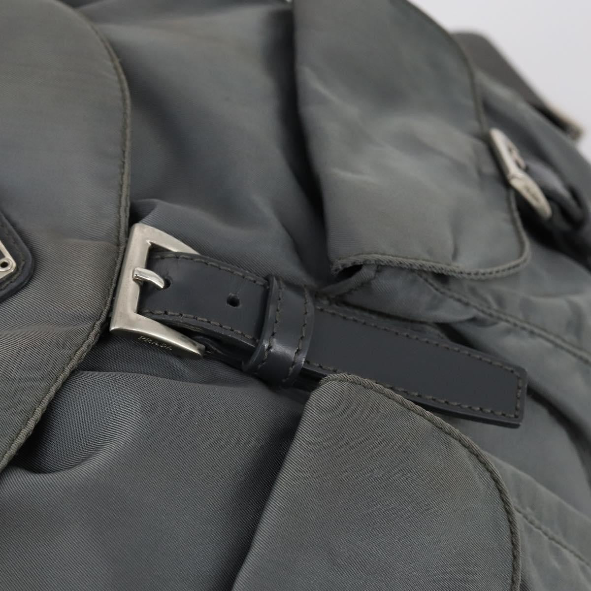 Prada Double Front Pocket Tessuto Gray Nylon Backpack Bag (Pre-Owned)