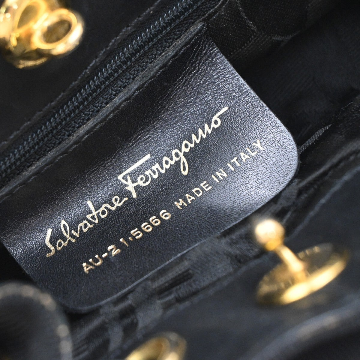 Salvatore Ferragamo Vala Canvas Black Canvas Backpack Bag (Pre-Owned)