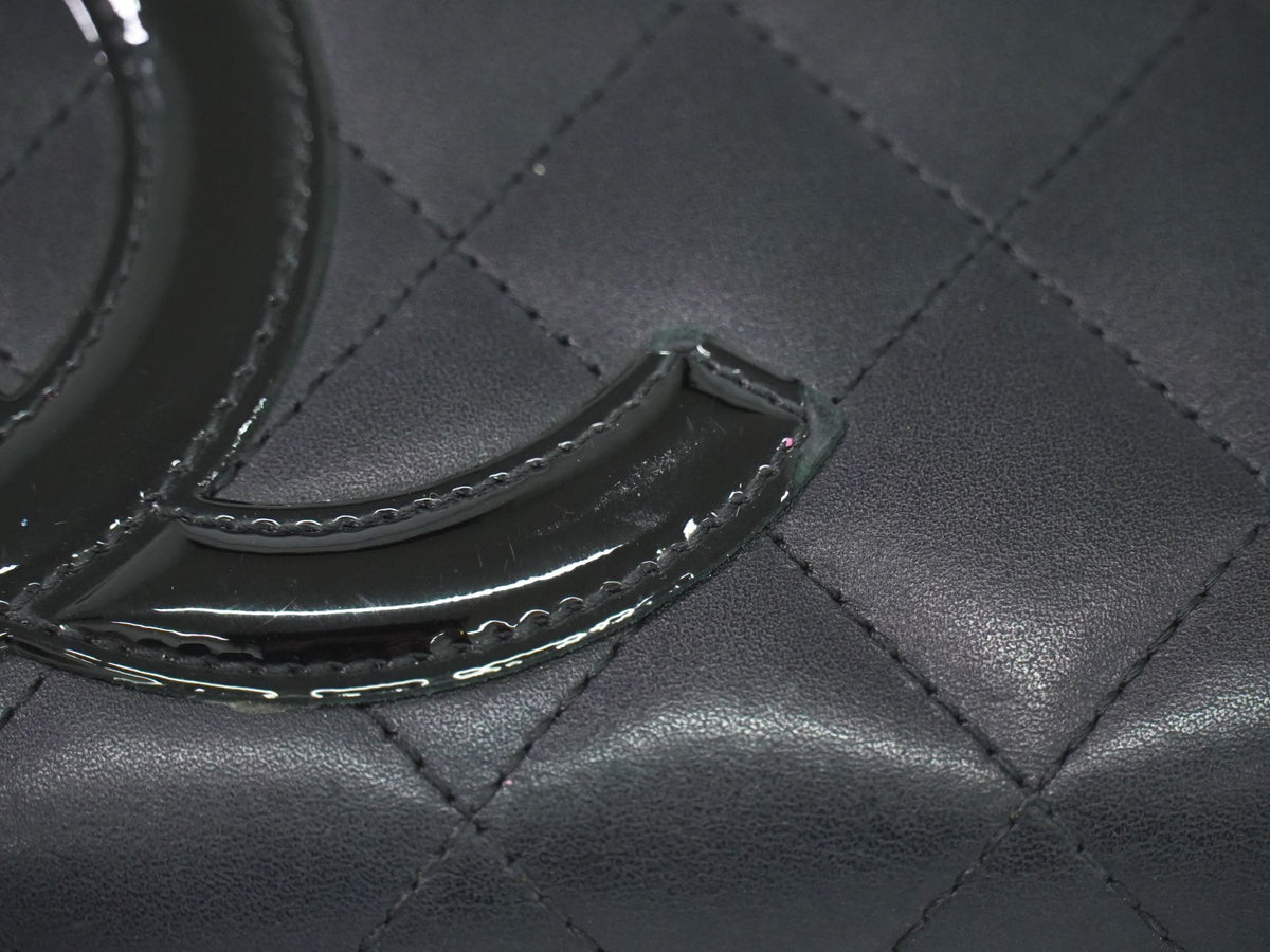 Chanel Cambon Zip Around Quilted Lambskin Black Leather Wallets Accessory (Pre-Owned)