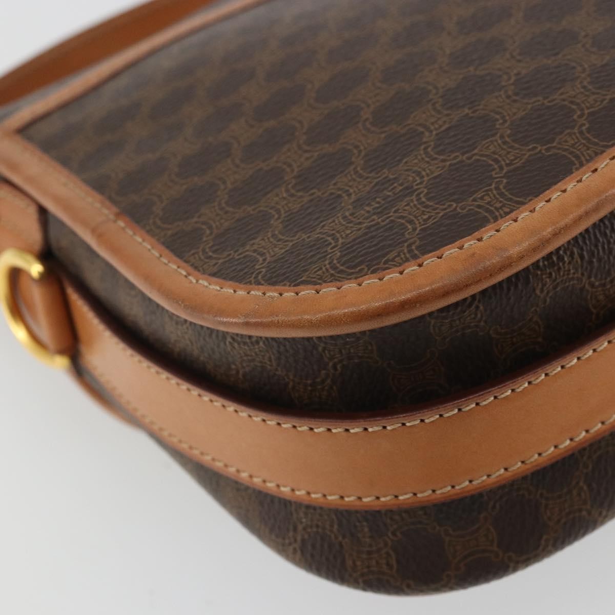 Celine Vintage Macadam Canvas And Leather Brown Canvas Shoulder Bag Bag (Pre-Owned)