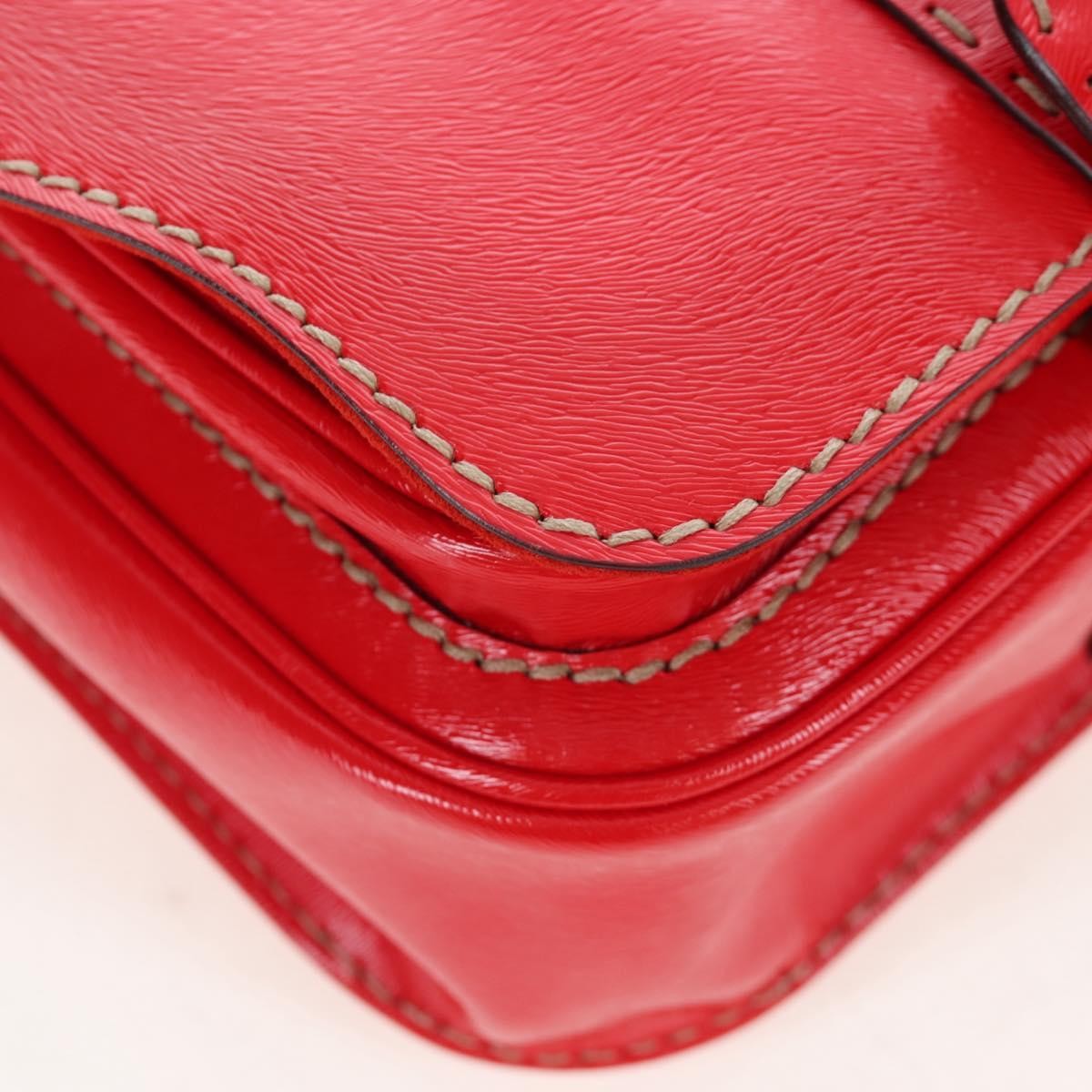 Fendi Secret Code F3 Convertible Satchel Textured Leather Red Leather Handbag (Pre-Owned)