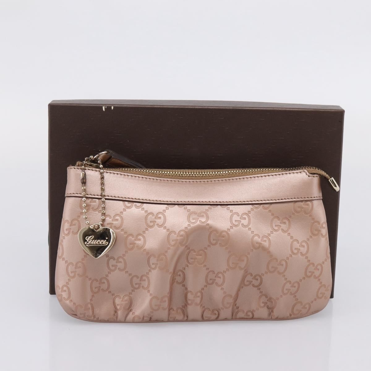 Gucci Heart Wristlet Guccissima Leather Pink Leather Clutche & Pouche Bag (Pre-Owned)