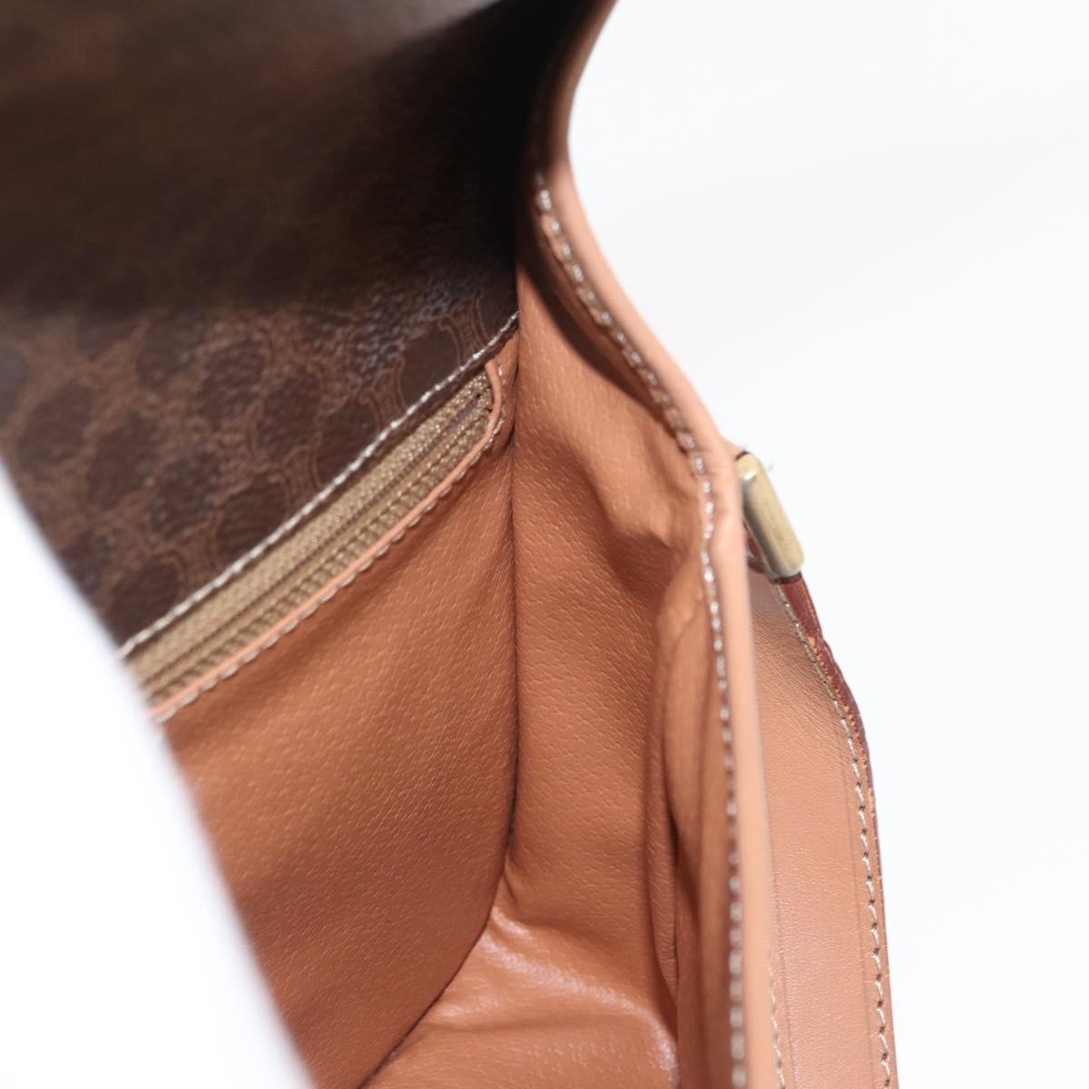 Celine Vintage Macadam Circle Logo Canvas And Leather Brown Canvas Shoulder Bag Bag (Pre-Owned)