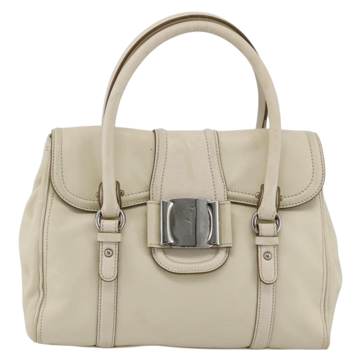 Salvatore Ferragamo Vintage Leather White Leather Handbag (Pre-Owned)